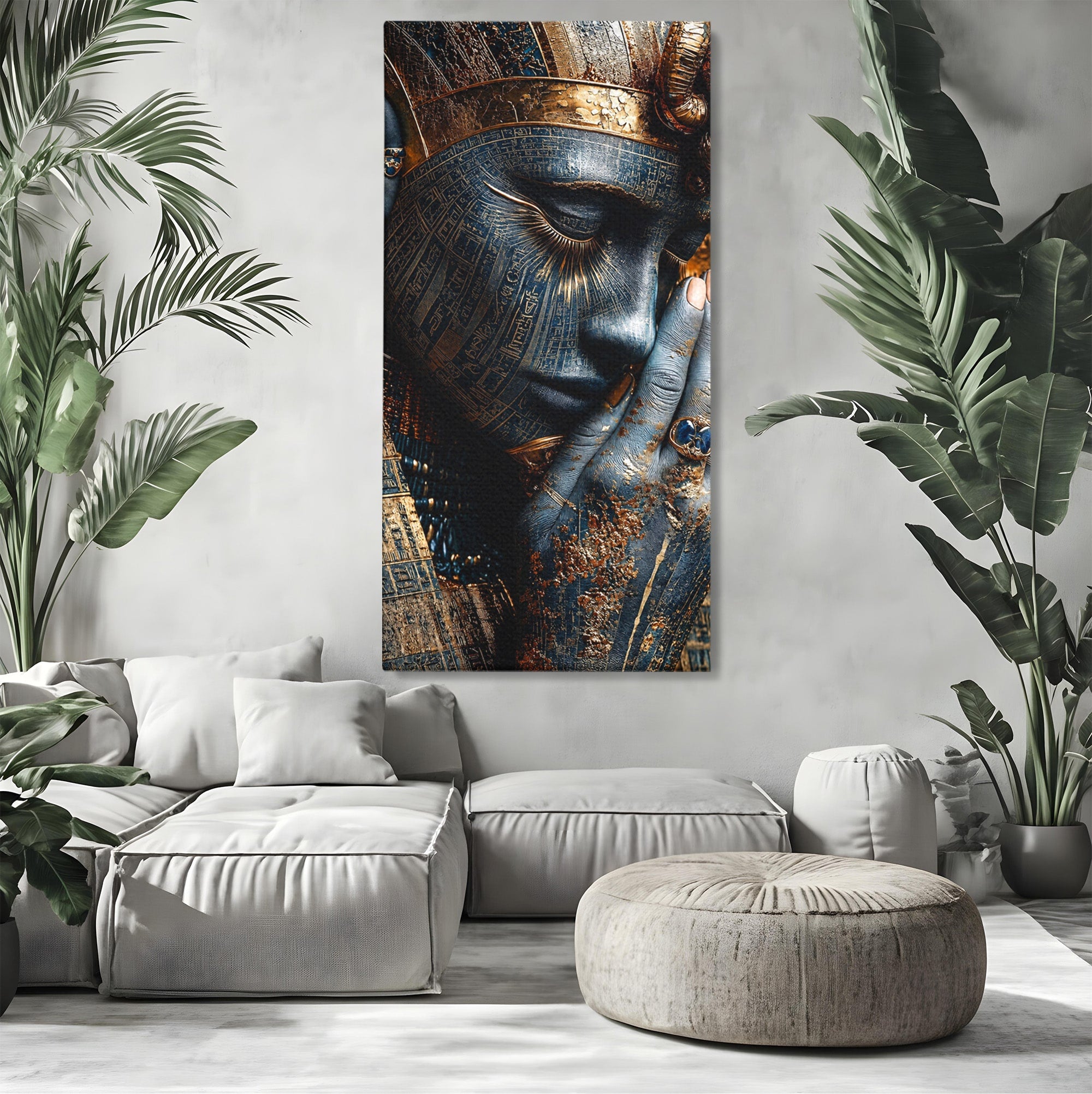 Tablou Canvas Premium LuxCanva® T1058, Misterul Faraonului, Egipt, Regina, Antichitate, Portret, Dormitor, Culori Vibrante