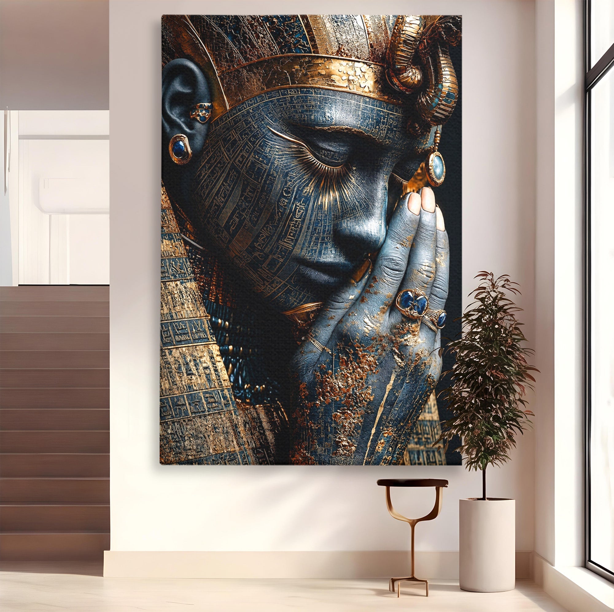 Tablou Canvas Premium LuxCanva® T1058, Misterul Faraonului, Egipt, Regina, Antichitate, Portret, Dormitor, Culori Vibrante