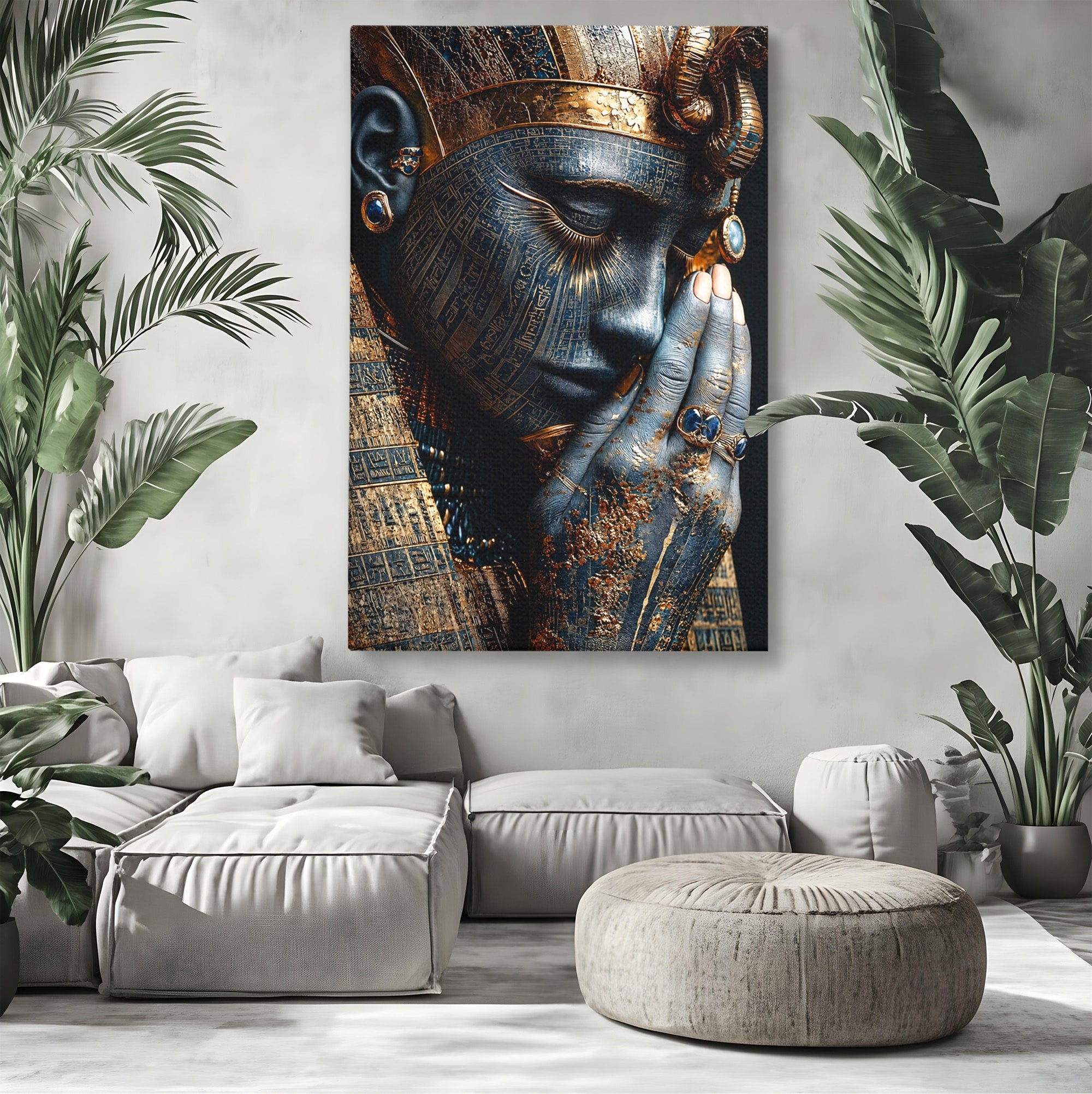 Tablou Canvas Premium LuxCanva® T1058, Misterul Faraonului, Egipt, Regina, Antichitate, Portret, Dormitor, Culori Vibrante
