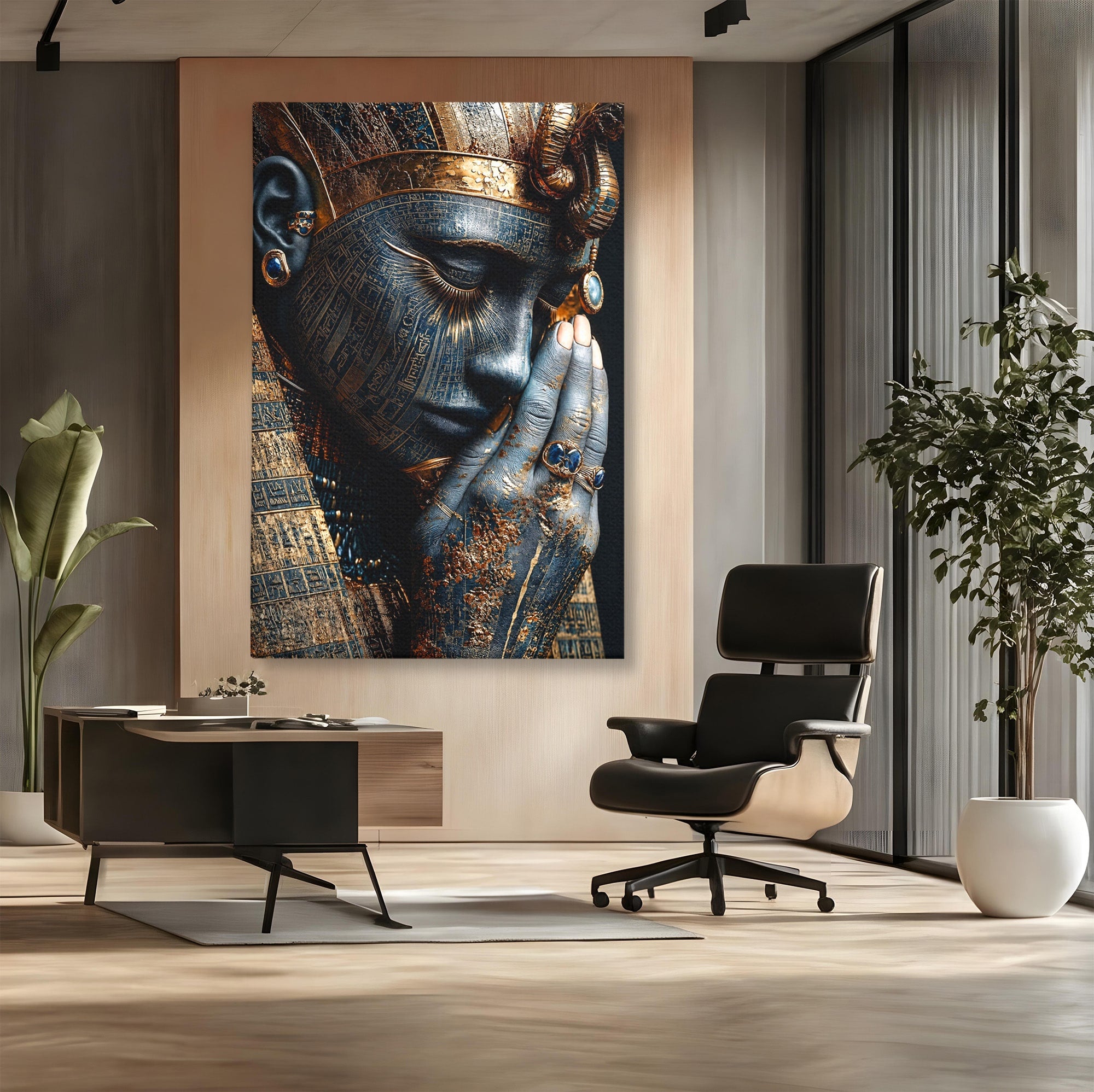 Tablou Canvas Premium LuxCanva® T1058, Misterul Faraonului, Egipt, Regina, Antichitate, Portret, Dormitor, Culori Vibrante