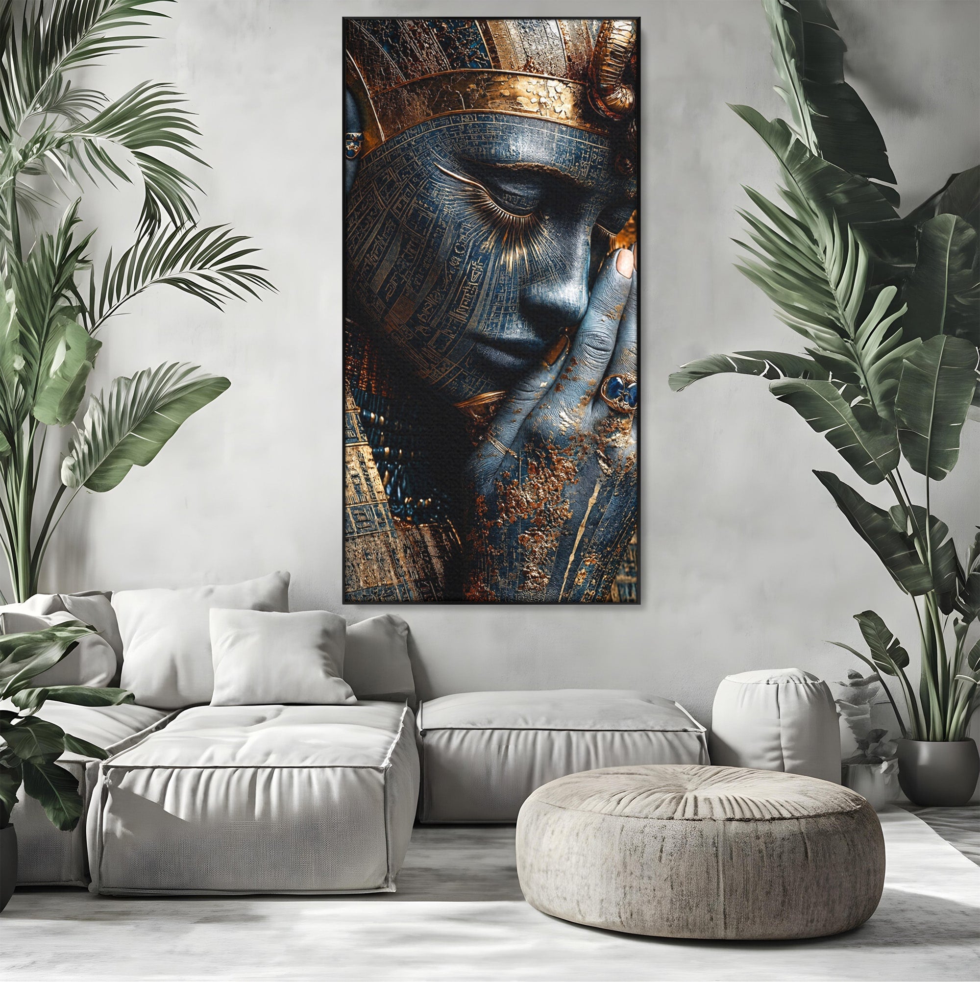Tablou Canvas Premium LuxCanva® T1058, Misterul Faraonului, Egipt, Regina, Antichitate, Portret, Dormitor, Culori Vibrante