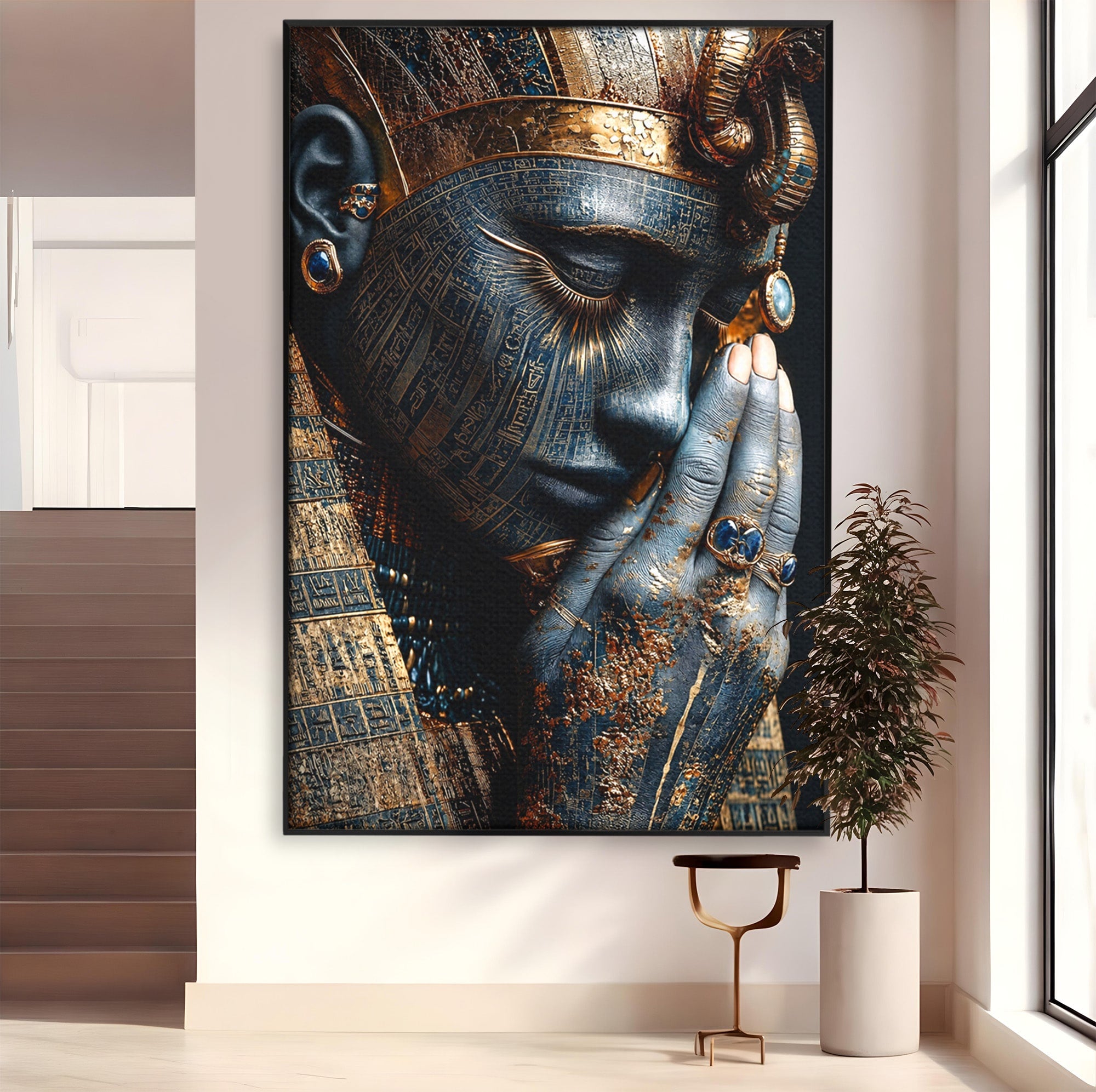 Tablou Canvas Premium LuxCanva® T1058, Misterul Faraonului, Egipt, Regina, Antichitate, Portret, Dormitor, Culori Vibrante