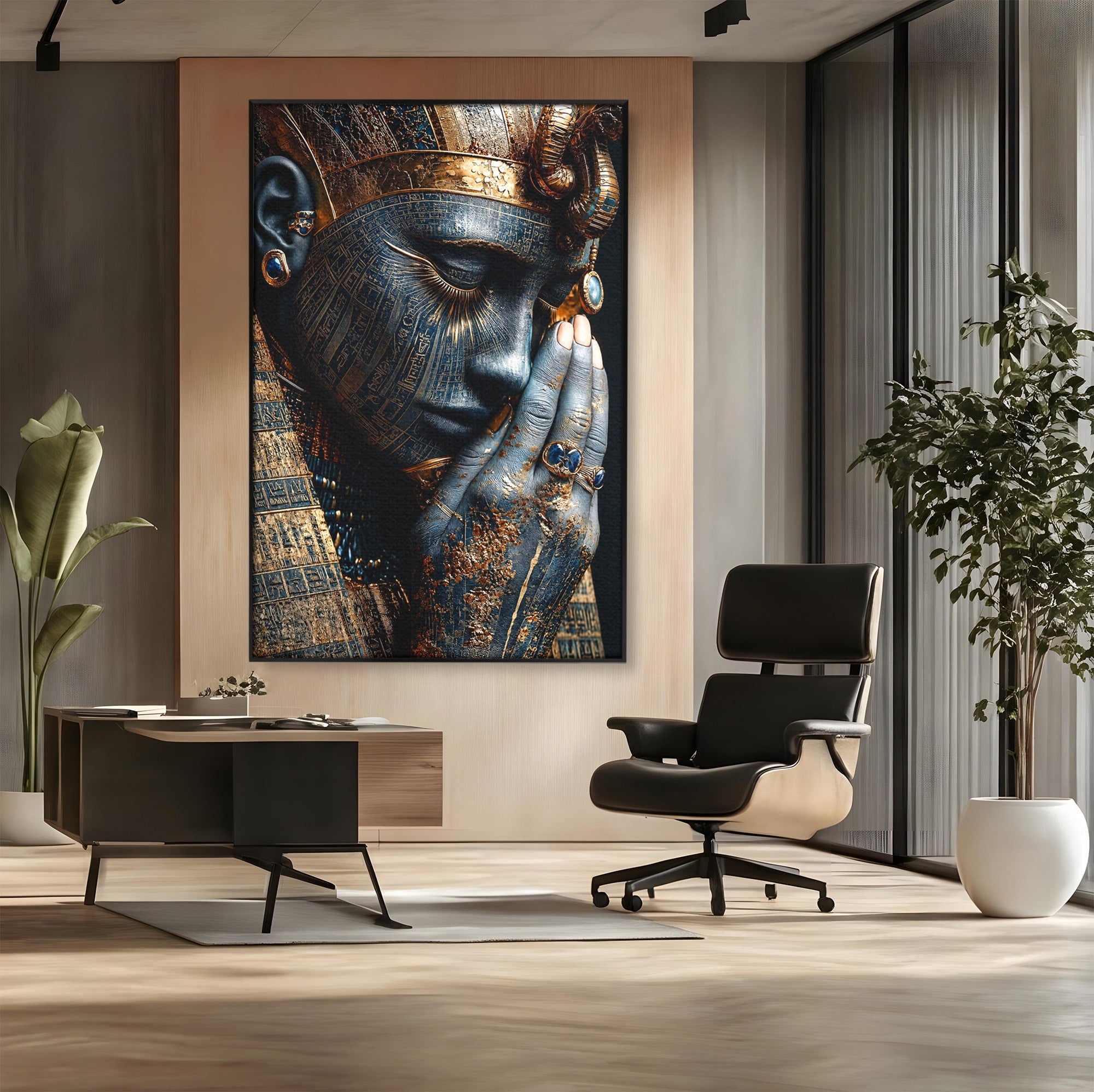 Tablou Canvas Premium LuxCanva® T1058, Misterul Faraonului, Egipt, Regina, Antichitate, Portret, Dormitor, Culori Vibrante