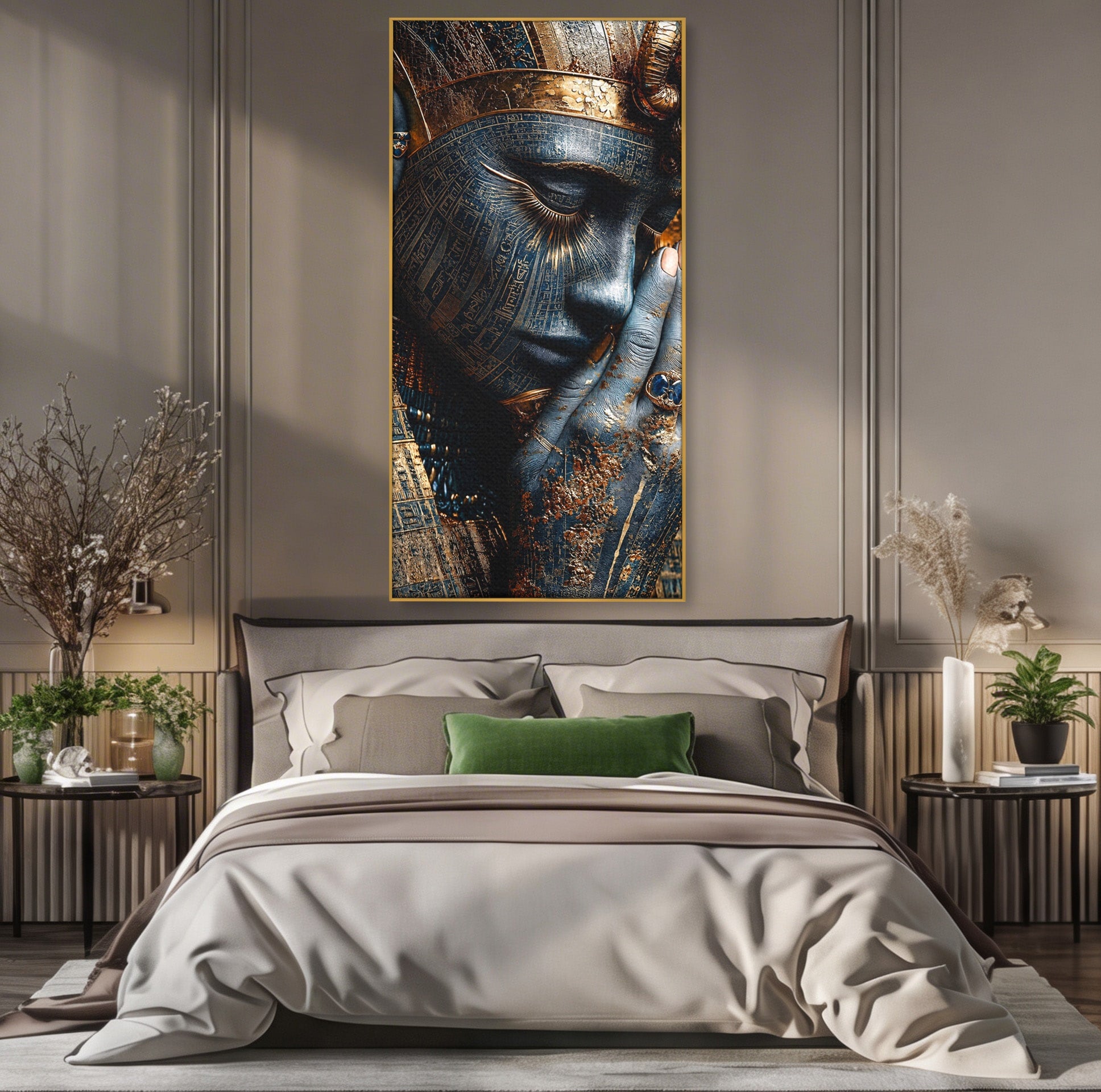 Tablou Canvas Premium LuxCanva® T1058, Misterul Faraonului, Egipt, Regina, Antichitate, Portret, Dormitor, Culori Vibrante