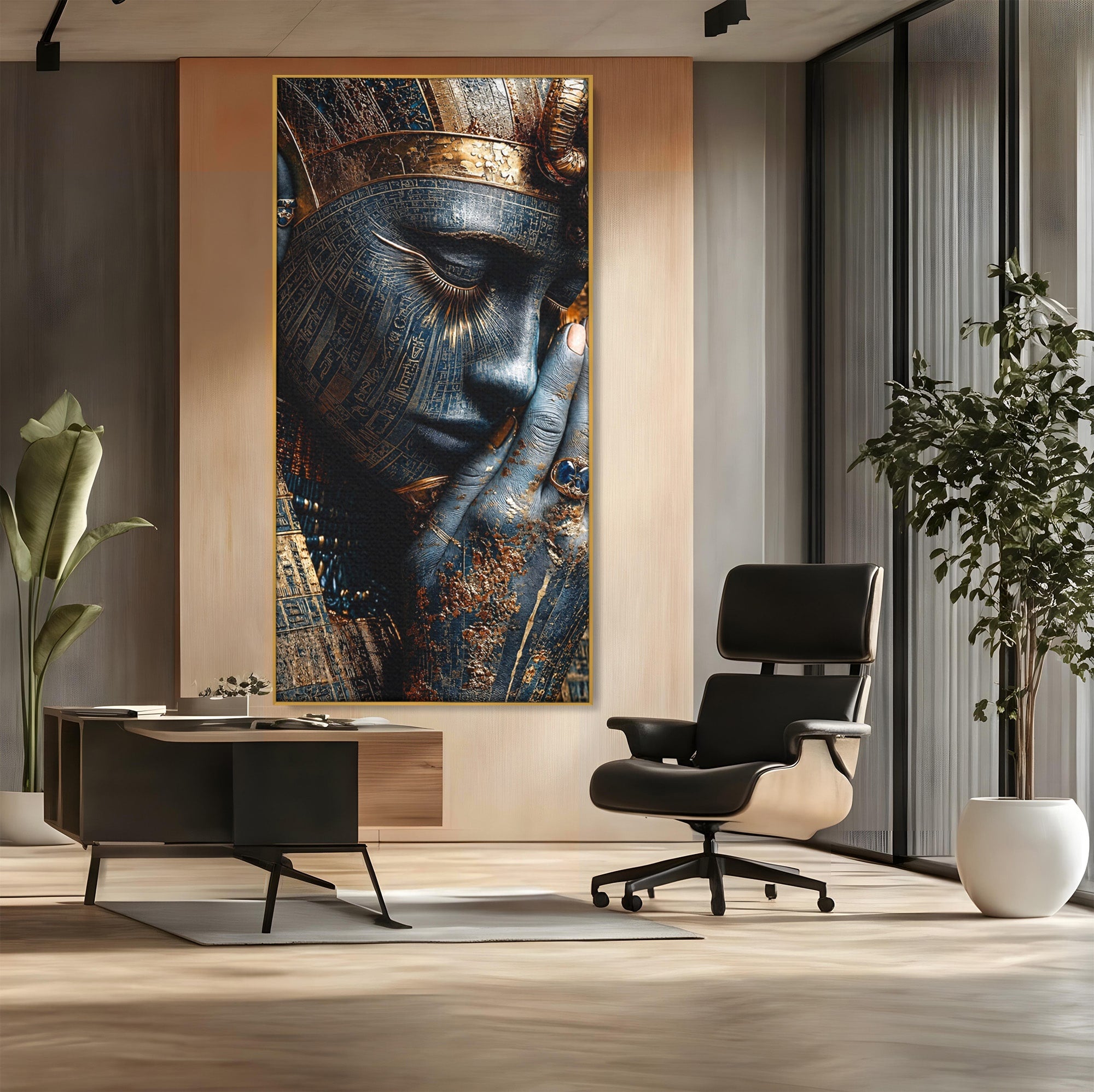 Tablou Canvas Premium LuxCanva® T1058, Misterul Faraonului, Egipt, Regina, Antichitate, Portret, Dormitor, Culori Vibrante