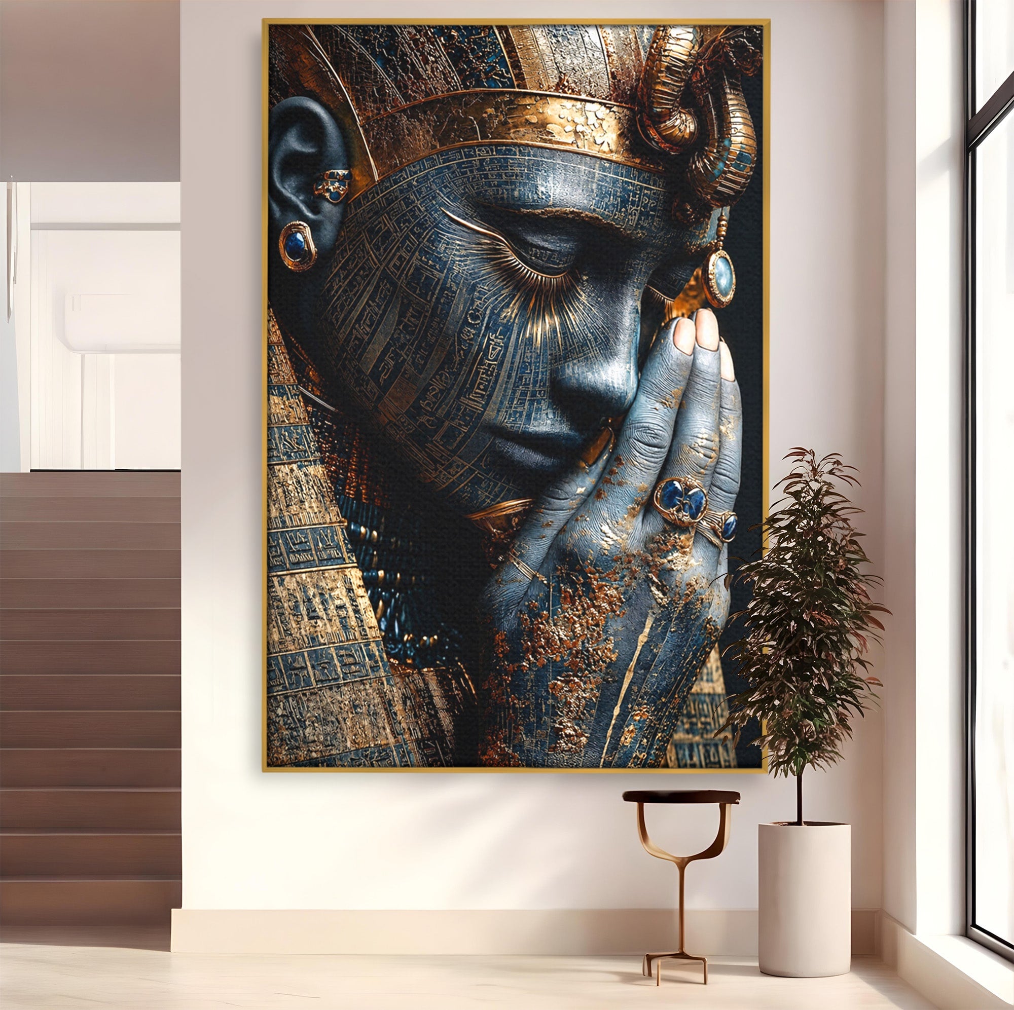Tablou Canvas Premium LuxCanva® T1058, Misterul Faraonului, Egipt, Regina, Antichitate, Portret, Dormitor, Culori Vibrante