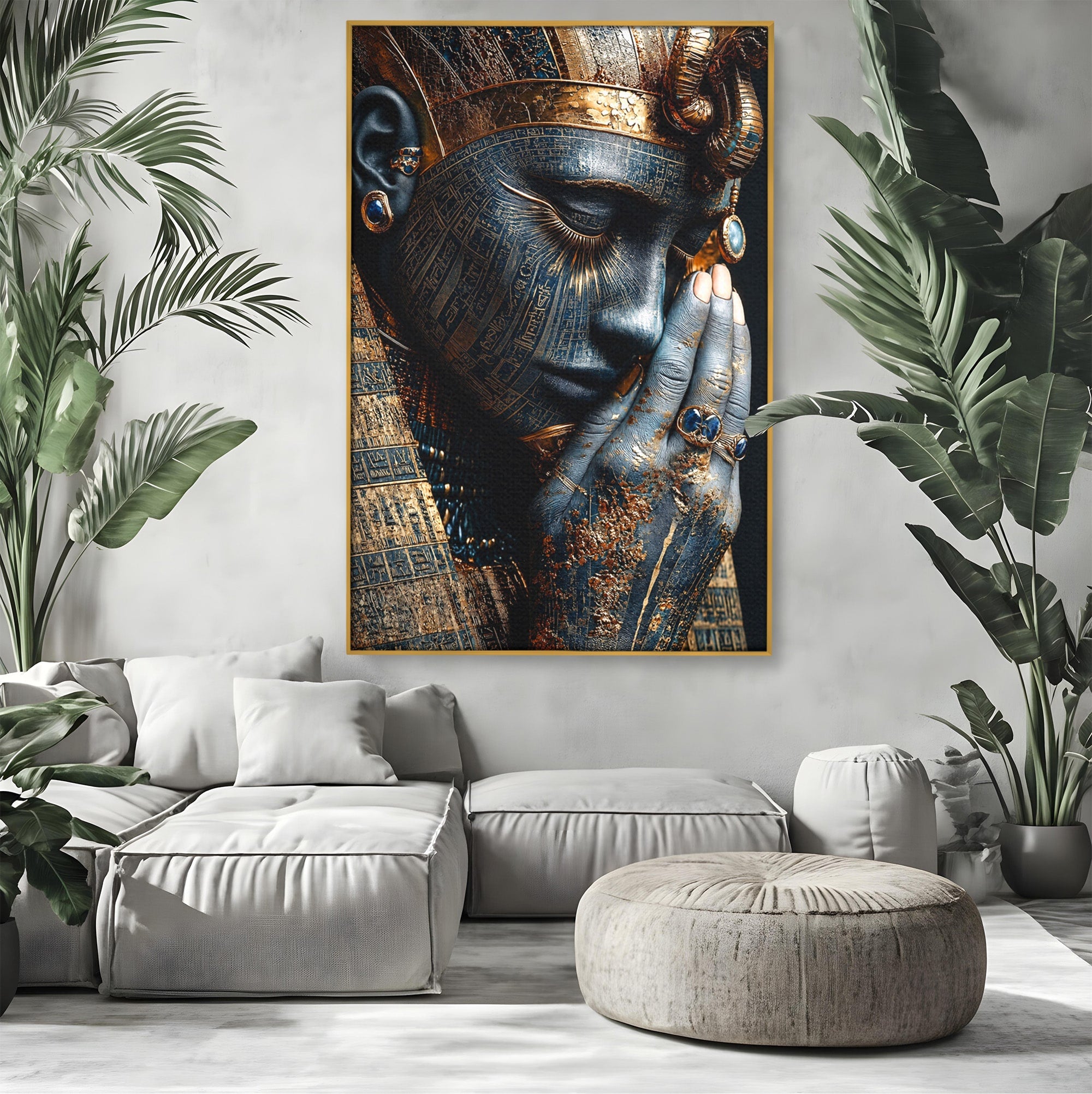 Tablou Canvas Premium LuxCanva® T1058, Misterul Faraonului, Egipt, Regina, Antichitate, Portret, Dormitor, Culori Vibrante