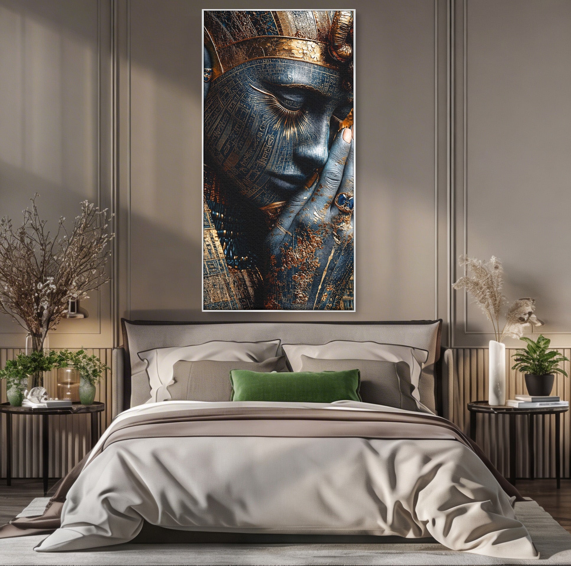 Tablou Canvas Premium LuxCanva® T1058, Misterul Faraonului, Egipt, Regina, Antichitate, Portret, Dormitor, Culori Vibrante