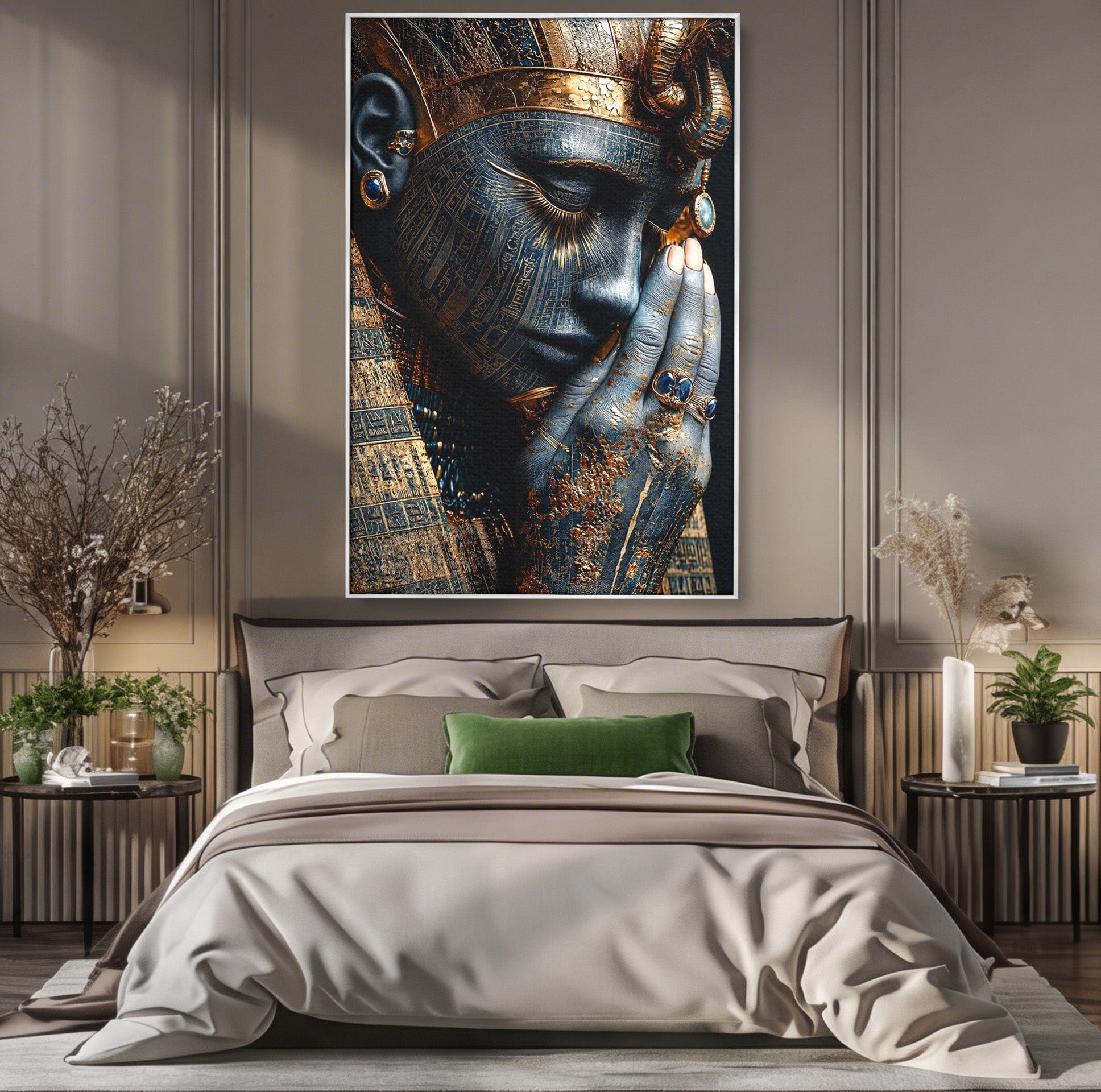 Tablou Canvas Premium LuxCanva® T1058, Misterul Faraonului, Egipt, Regina, Antichitate, Portret, Dormitor, Culori Vibrante