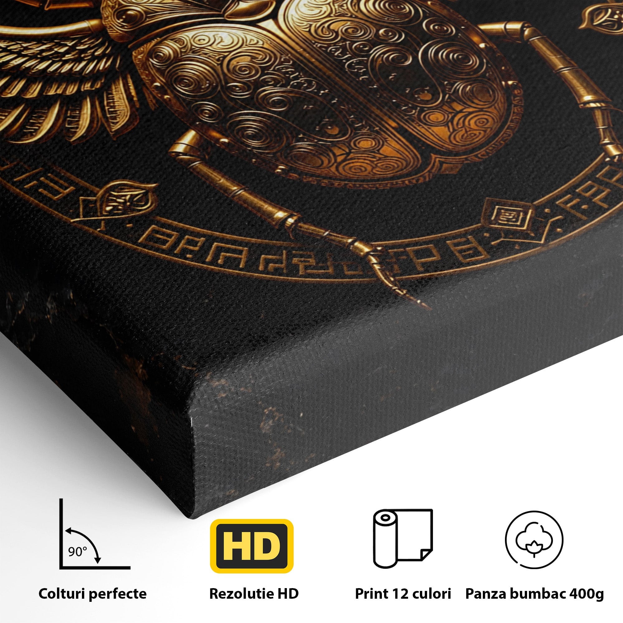 Tablou Canvas Premium LuxCanva® T1059, Scarab Auriu, Scarab, Egiptian, Simbolism, Arta, Birou, Culori Vibrante