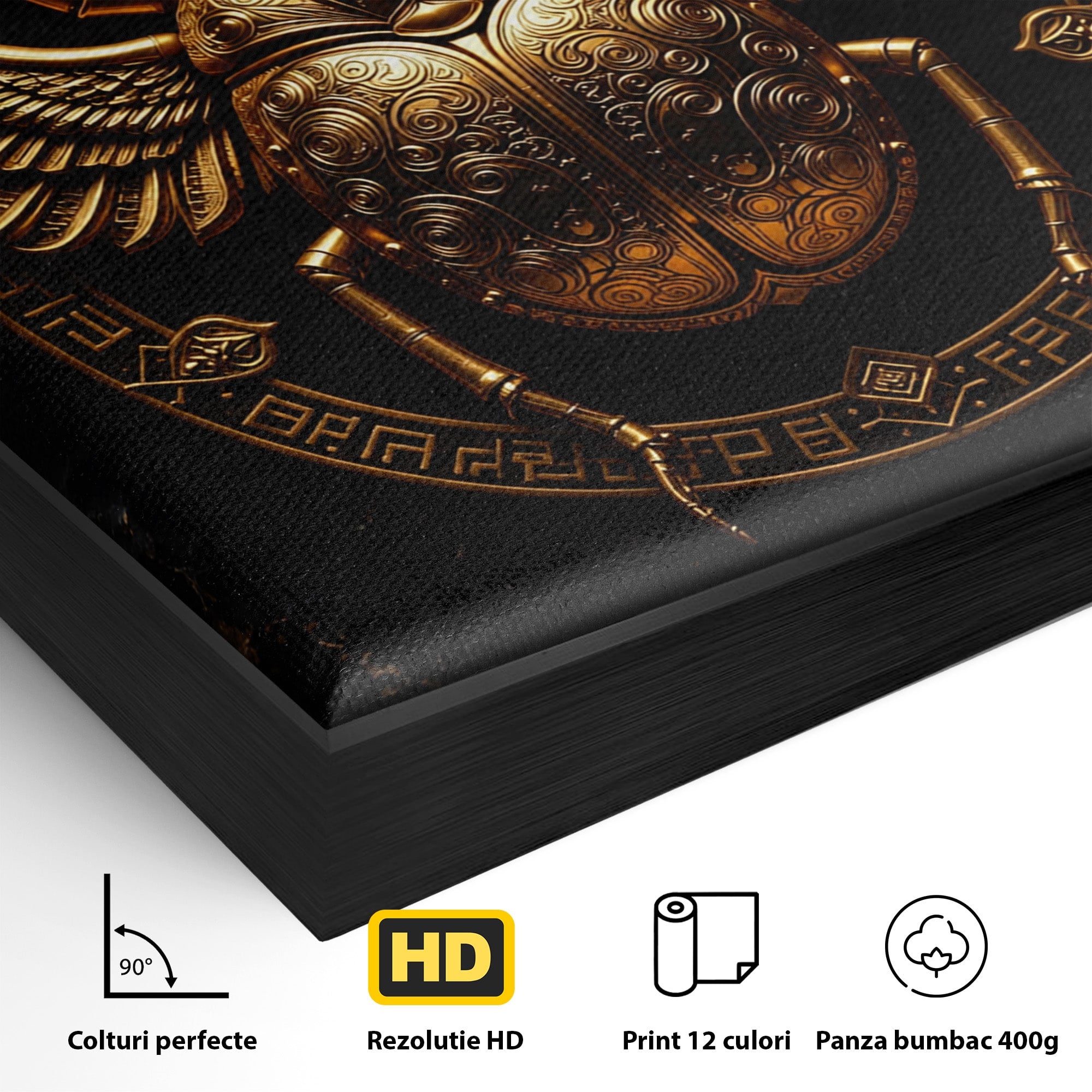 Tablou Canvas Premium LuxCanva® T1059, Scarab Auriu, Scarab, Egiptian, Simbolism, Arta, Birou, Culori Vibrante