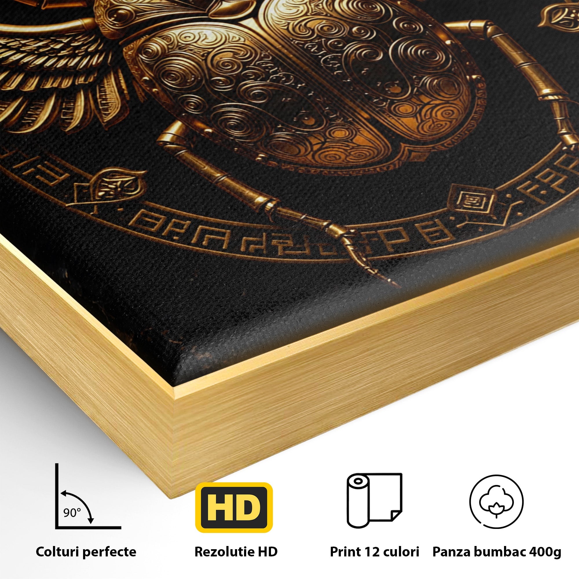 Tablou Canvas Premium LuxCanva® T1059, Scarab Auriu, Scarab, Egiptian, Simbolism, Arta, Birou, Culori Vibrante