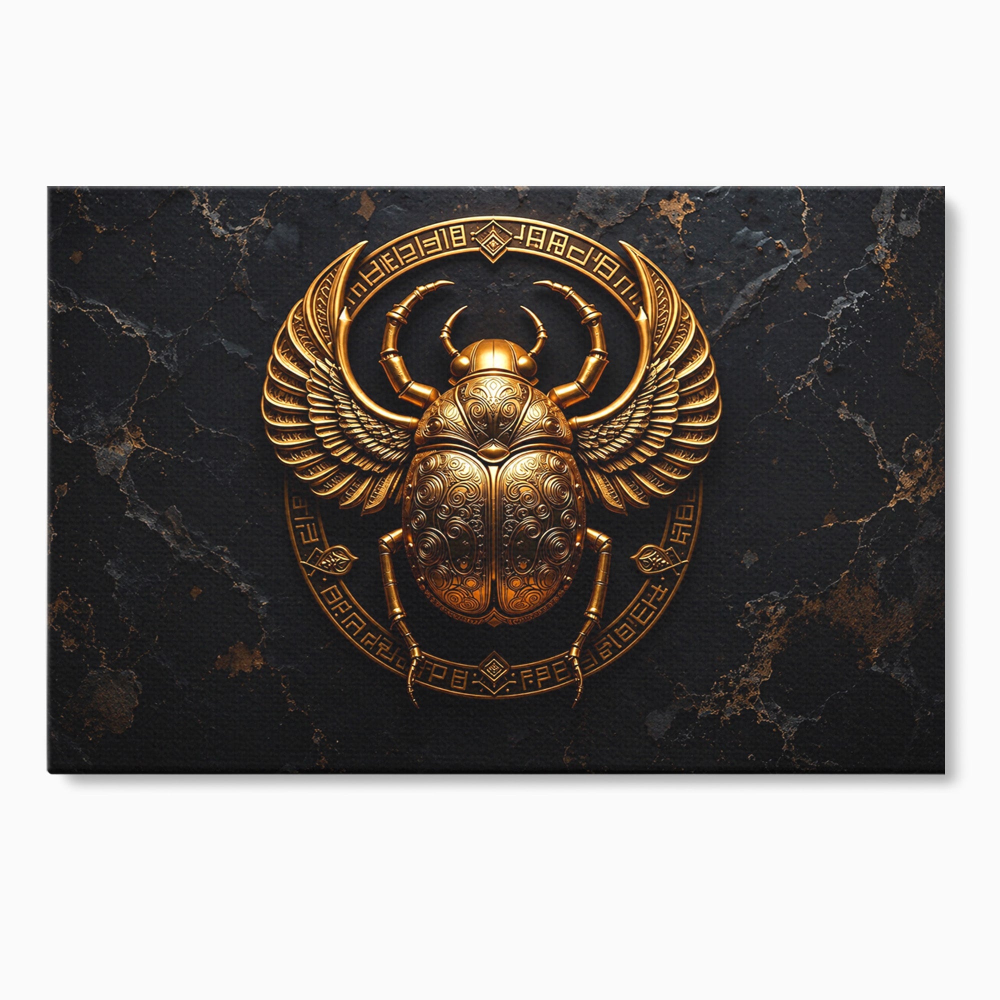 Tablou Canvas Premium LuxCanva® T1059, Scarab Auriu, Scarab, Egiptian, Simbolism, Arta, Birou, Culori Vibrante
