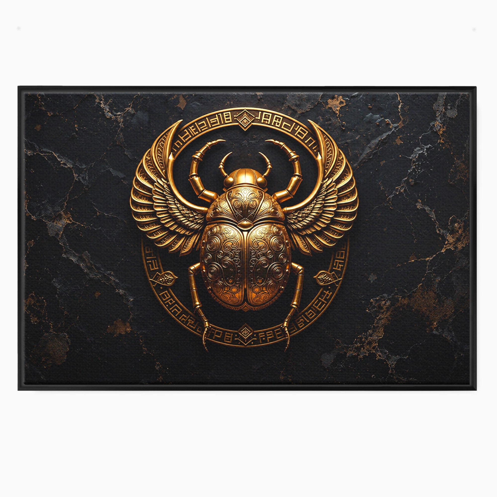 Tablou Canvas Premium LuxCanva® T1059, Scarab Auriu, Scarab, Egiptian, Simbolism, Arta, Birou, Culori Vibrante