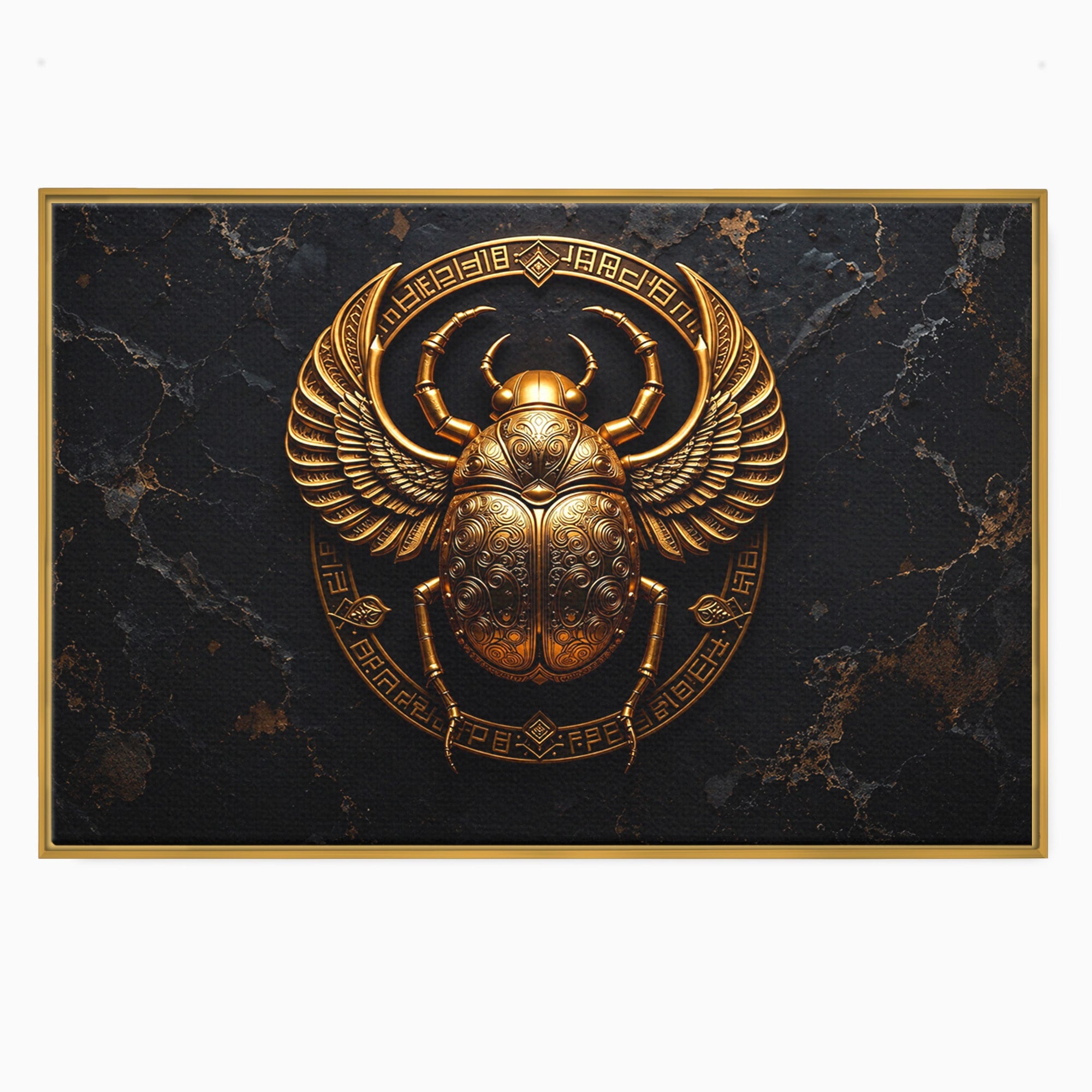 Tablou Canvas Premium LuxCanva® T1059, Scarab Auriu, Scarab, Egiptian, Simbolism, Arta, Birou, Culori Vibrante