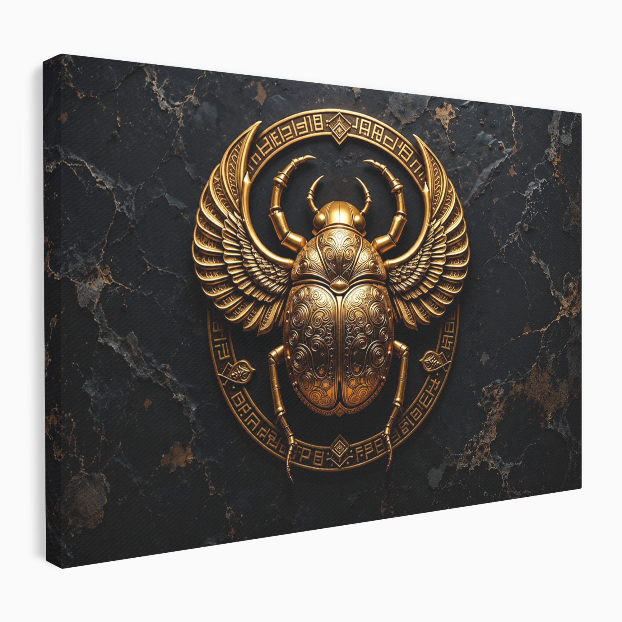 Tablou Canvas Premium LuxCanva® T1059, Scarab Auriu, Scarab, Egiptian, Simbolism, Arta, Birou, Culori Vibrante