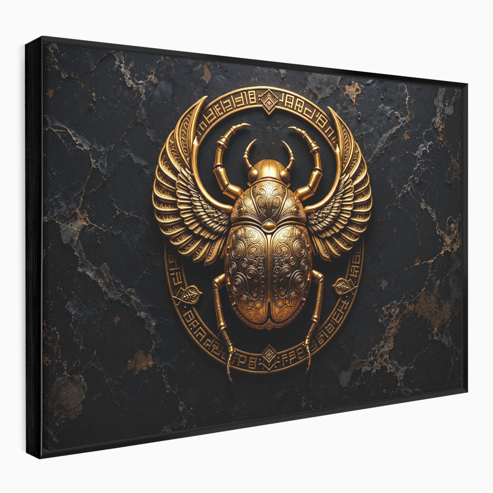Tablou Canvas Premium LuxCanva® T1059, Scarab Auriu, Scarab, Egiptian, Simbolism, Arta, Birou, Culori Vibrante