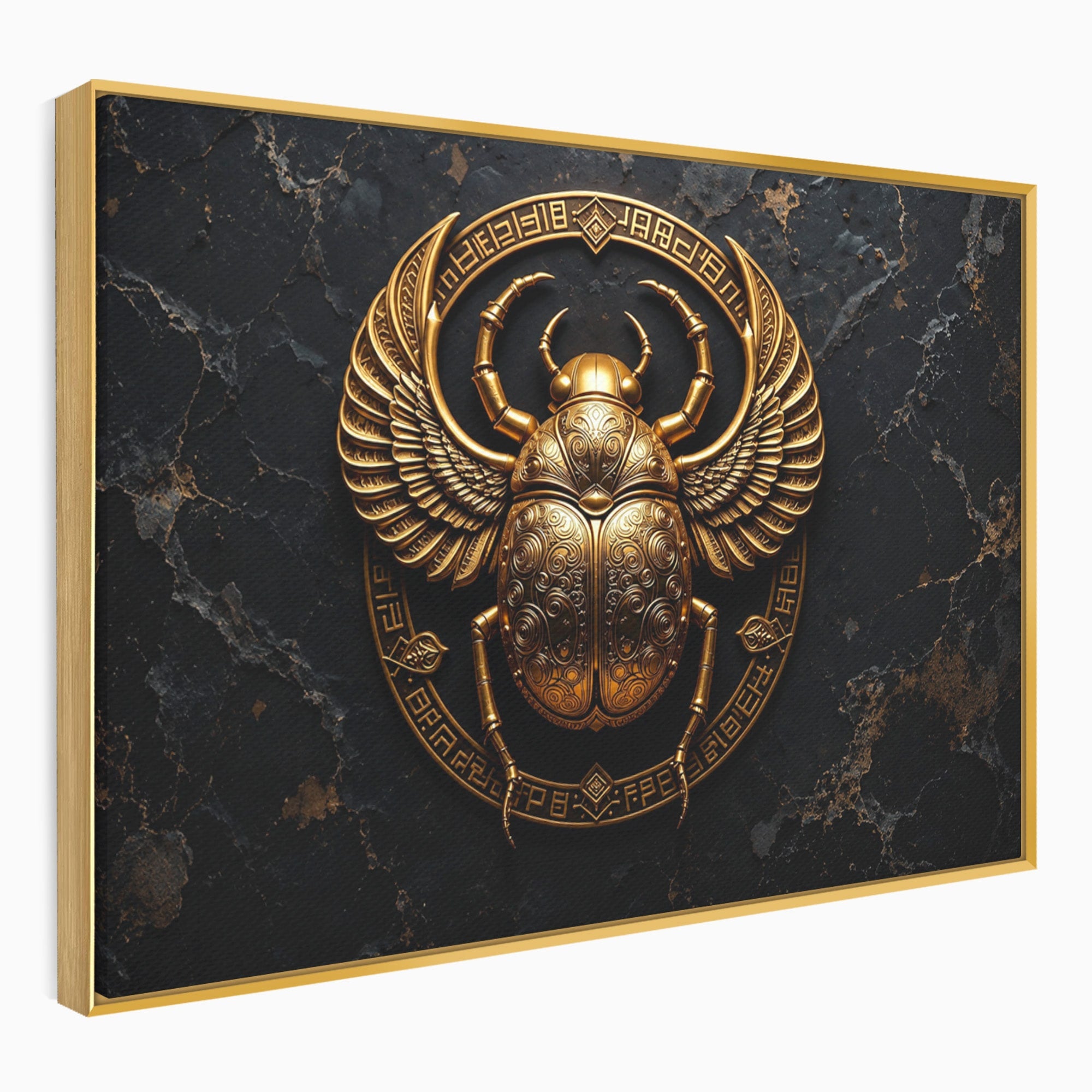 Tablou Canvas Premium LuxCanva® T1059, Scarab Auriu, Scarab, Egiptian, Simbolism, Arta, Birou, Culori Vibrante