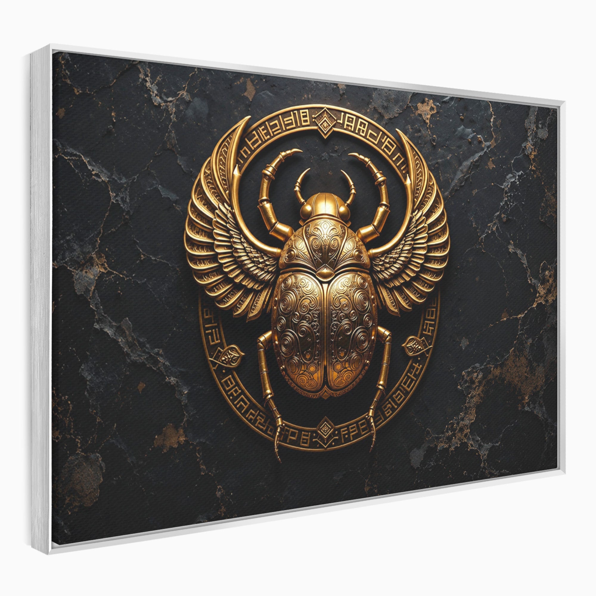 Tablou Canvas Premium LuxCanva® T1059, Scarab Auriu, Scarab, Egiptian, Simbolism, Arta, Birou, Culori Vibrante