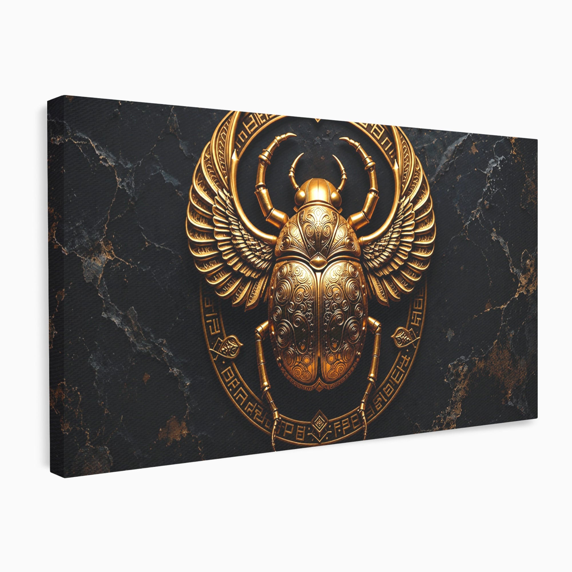 Tablou Canvas Premium LuxCanva® T1059, Scarab Auriu, Scarab, Egiptian, Simbolism, Arta, Birou, Culori Vibrante
