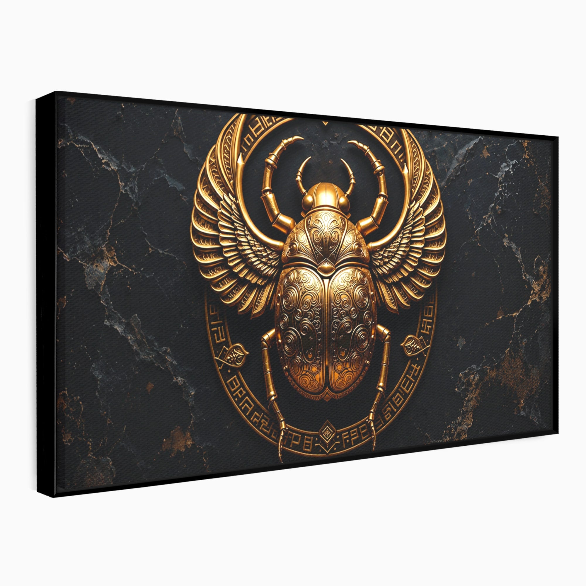 Tablou Canvas Premium LuxCanva® T1059, Scarab Auriu, Scarab, Egiptian, Simbolism, Arta, Birou, Culori Vibrante