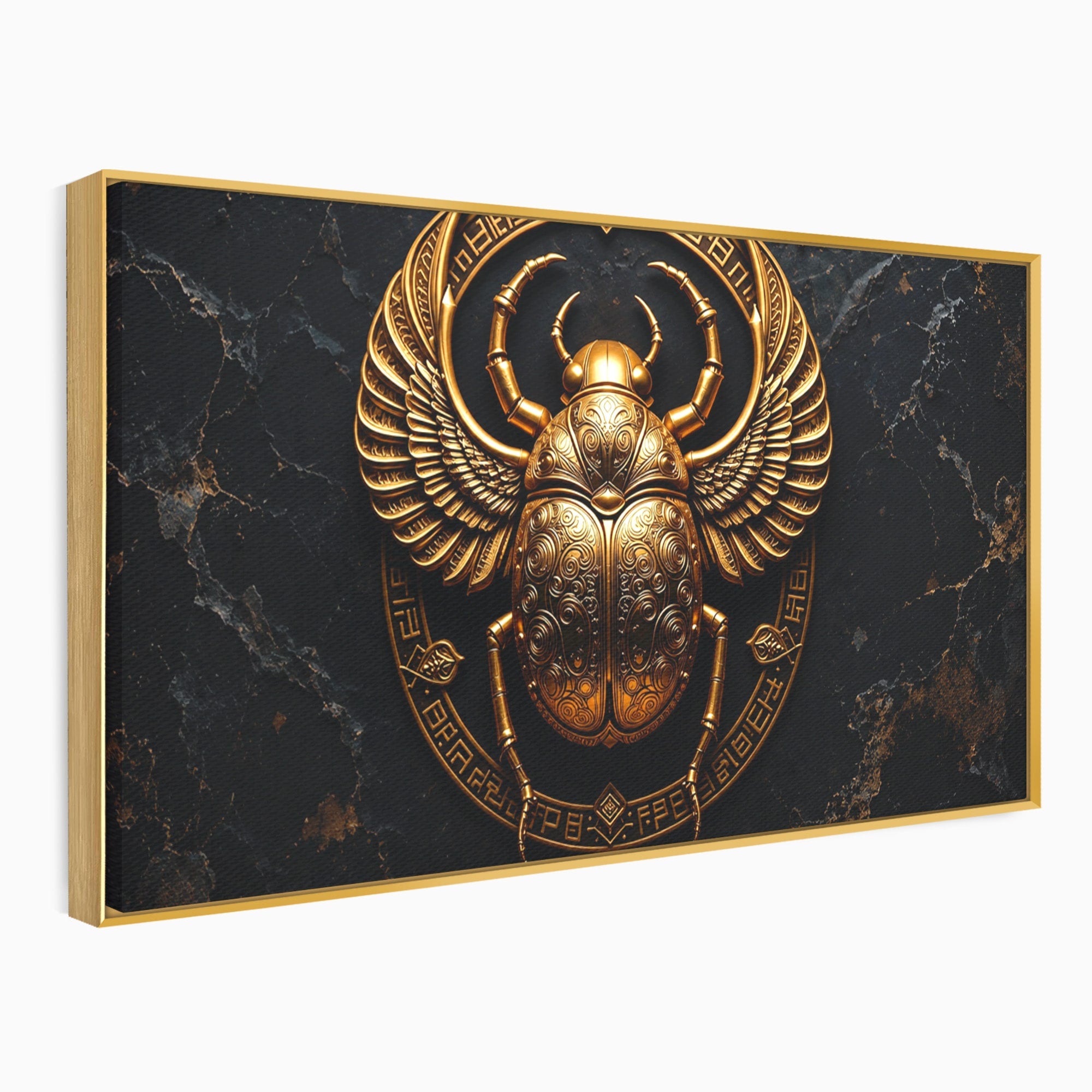 Tablou Canvas Premium LuxCanva® T1059, Scarab Auriu, Scarab, Egiptian, Simbolism, Arta, Birou, Culori Vibrante