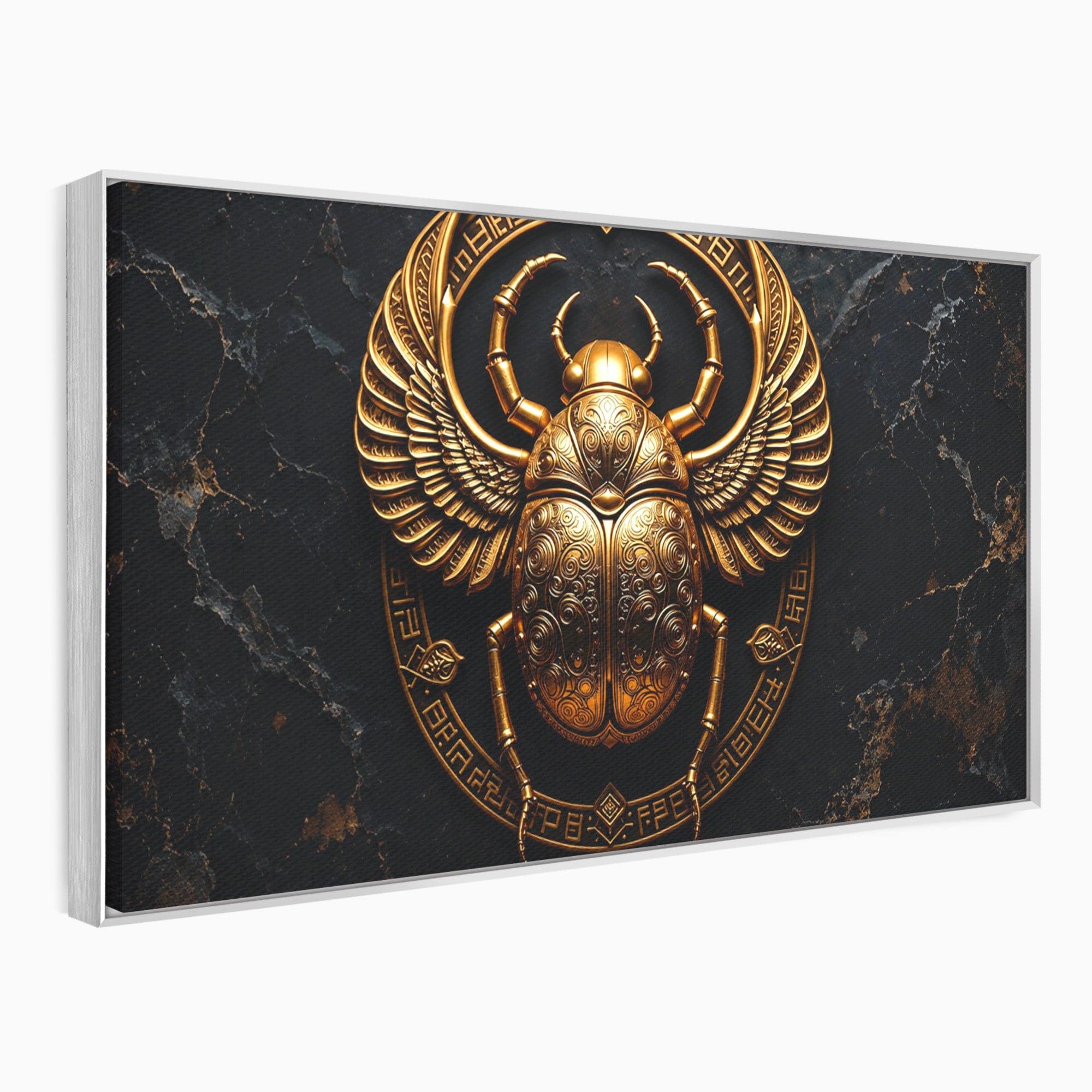 Tablou Canvas Premium LuxCanva® T1059, Scarab Auriu, Scarab, Egiptian, Simbolism, Arta, Birou, Culori Vibrante