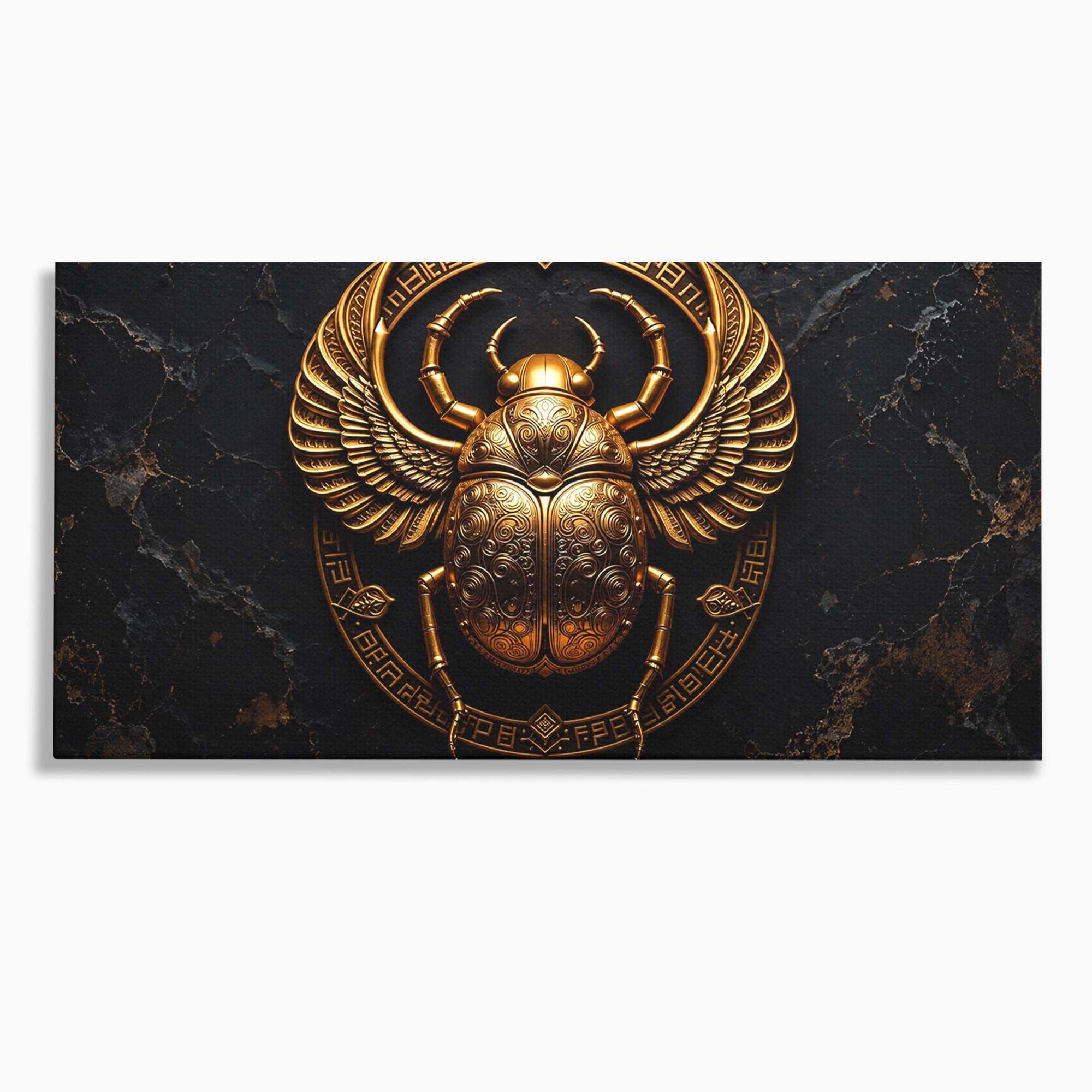 Tablou Canvas Premium LuxCanva® T1059, Scarab Auriu, Scarab, Egiptian, Simbolism, Arta, Birou, Culori Vibrante