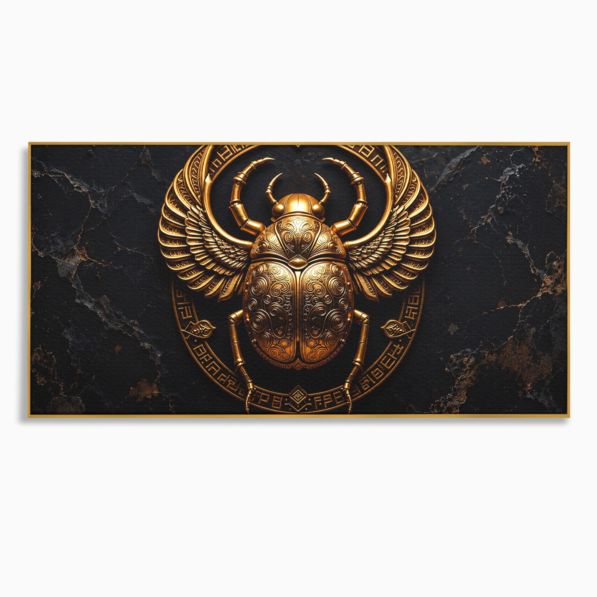 Tablou Canvas Premium LuxCanva® T1059, Scarab Auriu, Scarab, Egiptian, Simbolism, Arta, Birou, Culori Vibrante