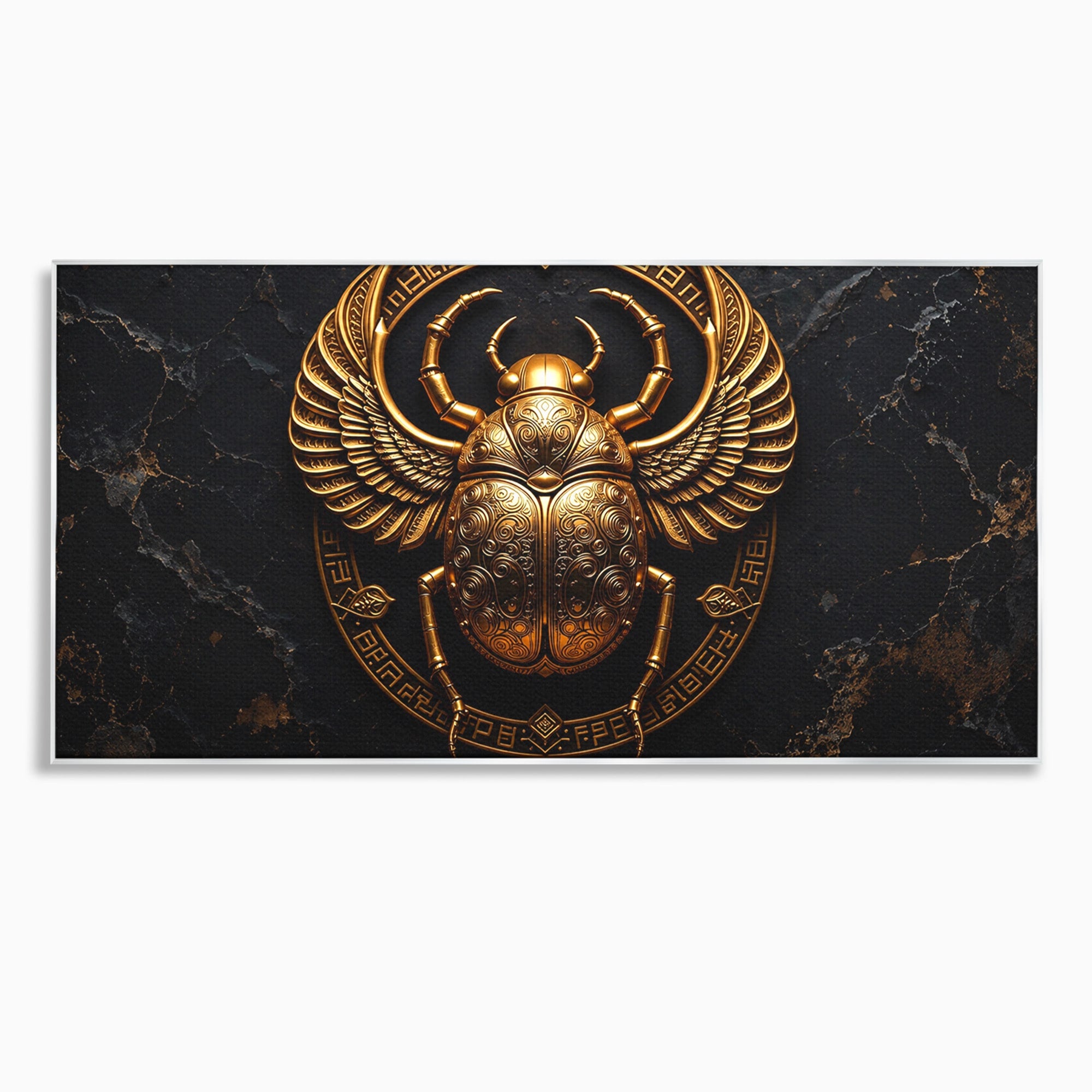 Tablou Canvas Premium LuxCanva® T1059, Scarab Auriu, Scarab, Egiptian, Simbolism, Arta, Birou, Culori Vibrante