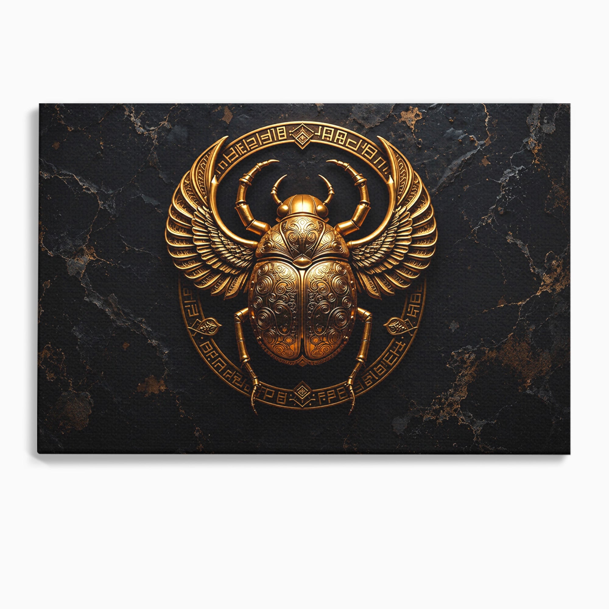 Tablou Canvas Premium LuxCanva® T1059, Scarab Auriu, Scarab, Egiptian, Simbolism, Arta, Birou, Culori Vibrante