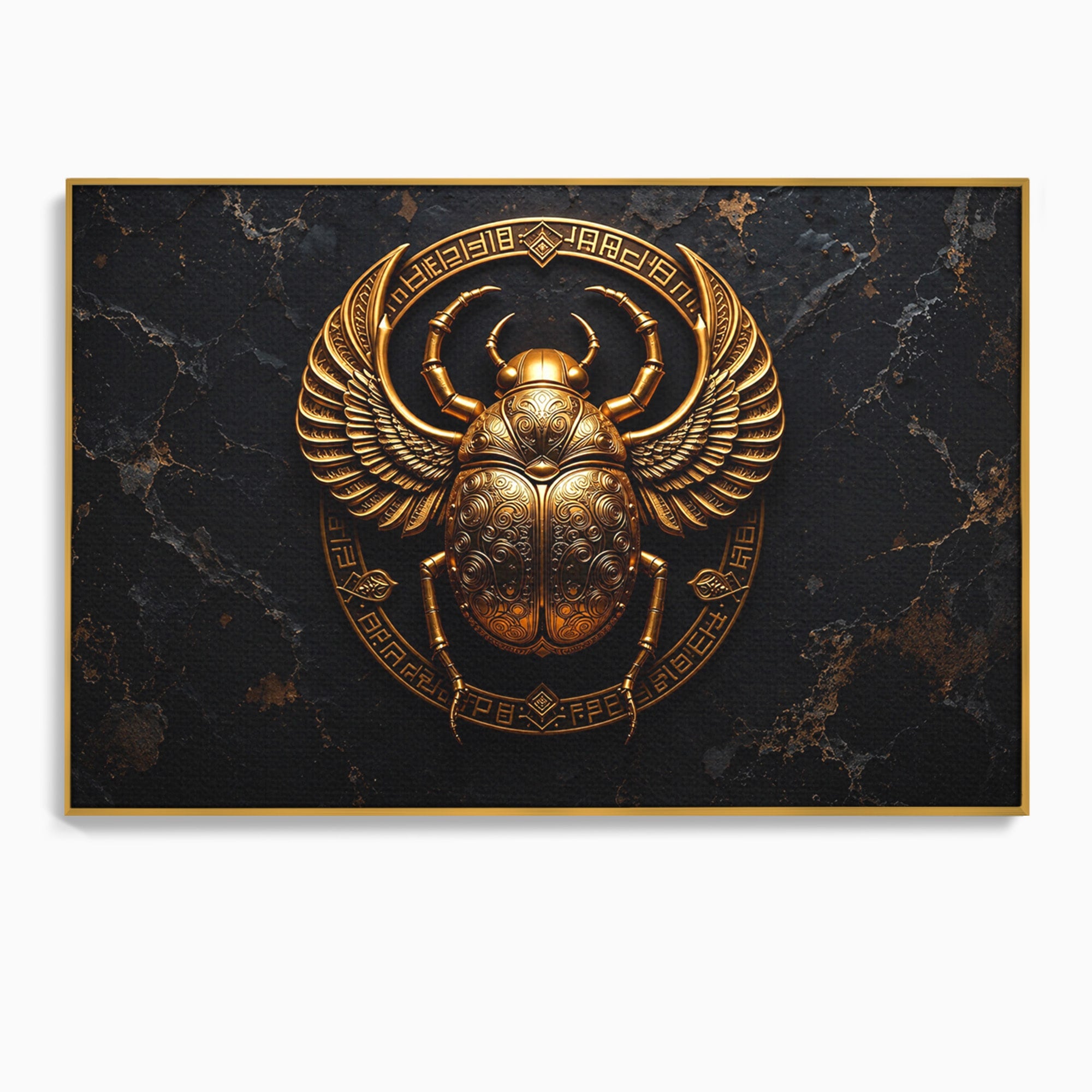 Tablou Canvas Premium LuxCanva® T1059, Scarab Auriu, Scarab, Egiptian, Simbolism, Arta, Birou, Culori Vibrante