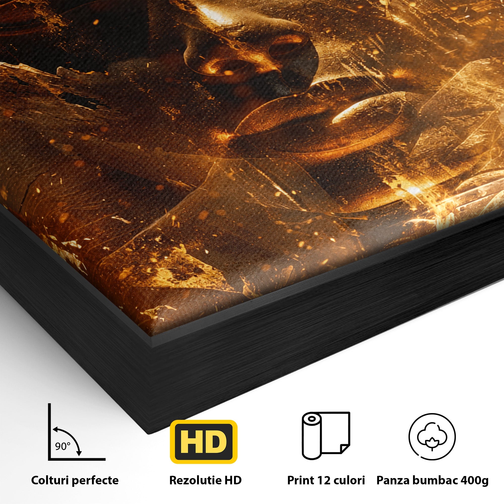 Tablou Canvas Premium LuxCanva® T1060, Fata Faraonului Auriu, Faraon, Egipt, Antic, Mister, Birou, Culori Vibrante