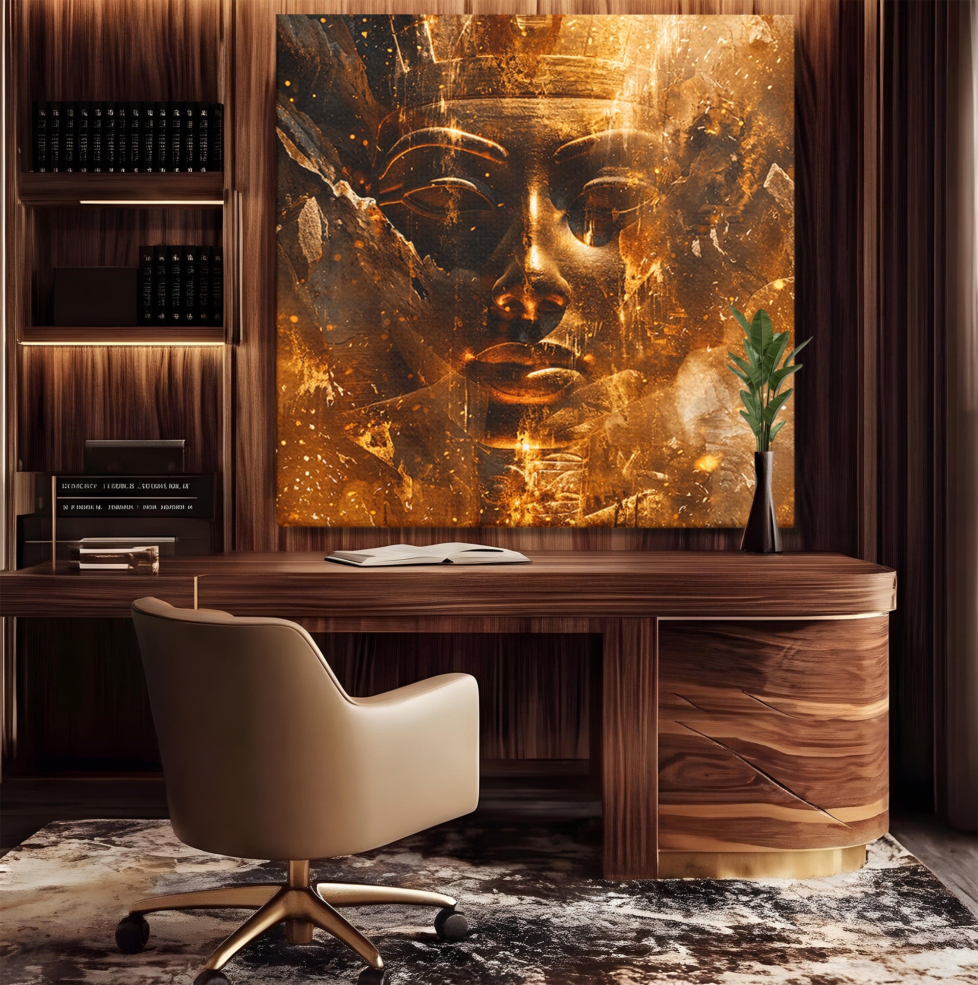 Tablou Canvas Premium LuxCanva® T1060, Fata Faraonului Auriu, Faraon, Egipt, Antic, Mister, Birou, Culori Vibrante