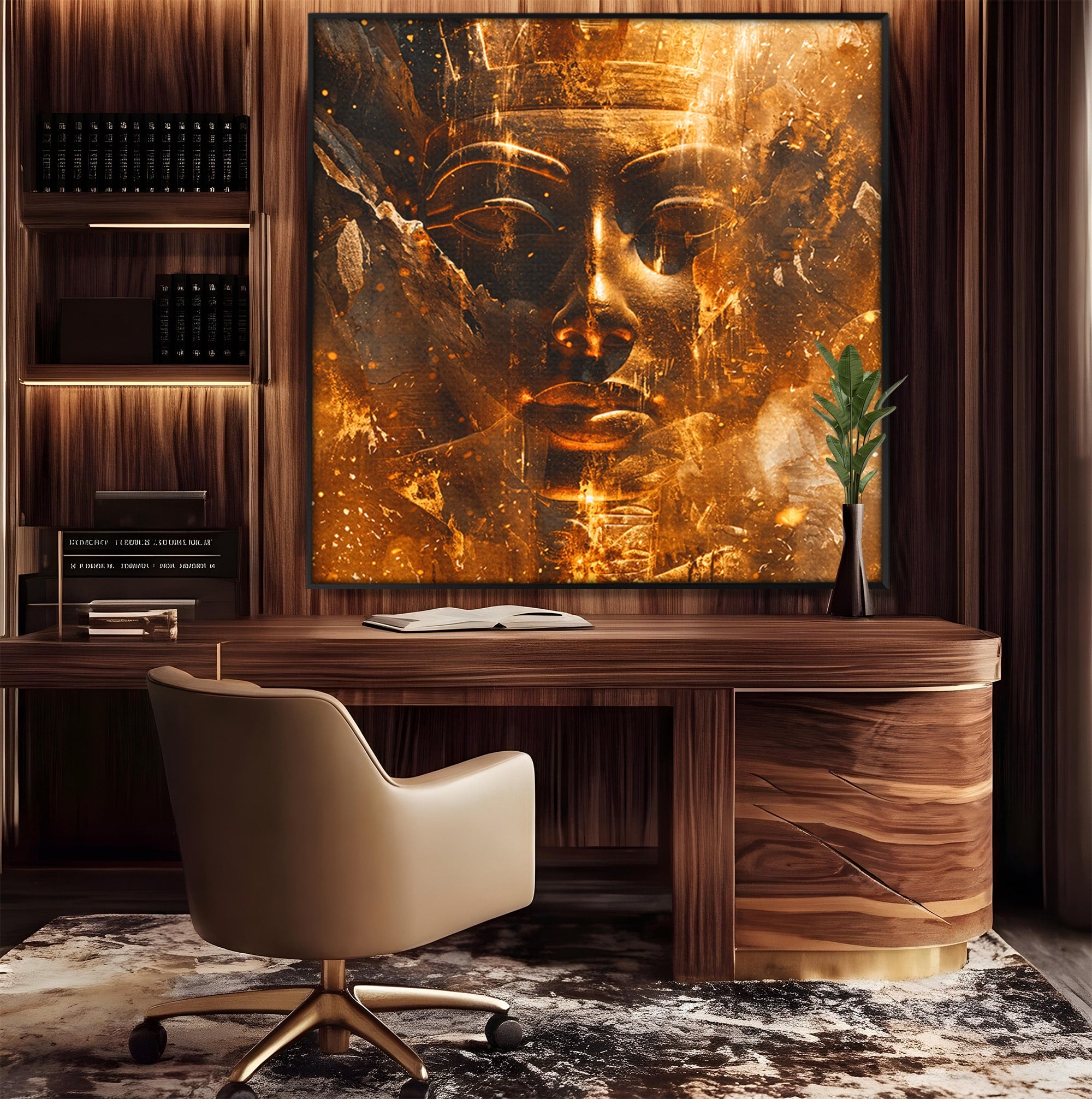 Tablou Canvas Premium LuxCanva® T1060, Fata Faraonului Auriu, Faraon, Egipt, Antic, Mister, Birou, Culori Vibrante