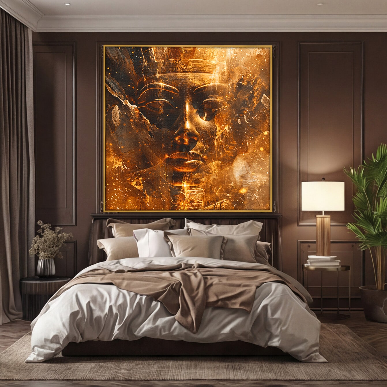 Tablou Canvas Premium LuxCanva® T1060, Fata Faraonului Auriu, Faraon, Egipt, Antic, Mister, Birou, Culori Vibrante