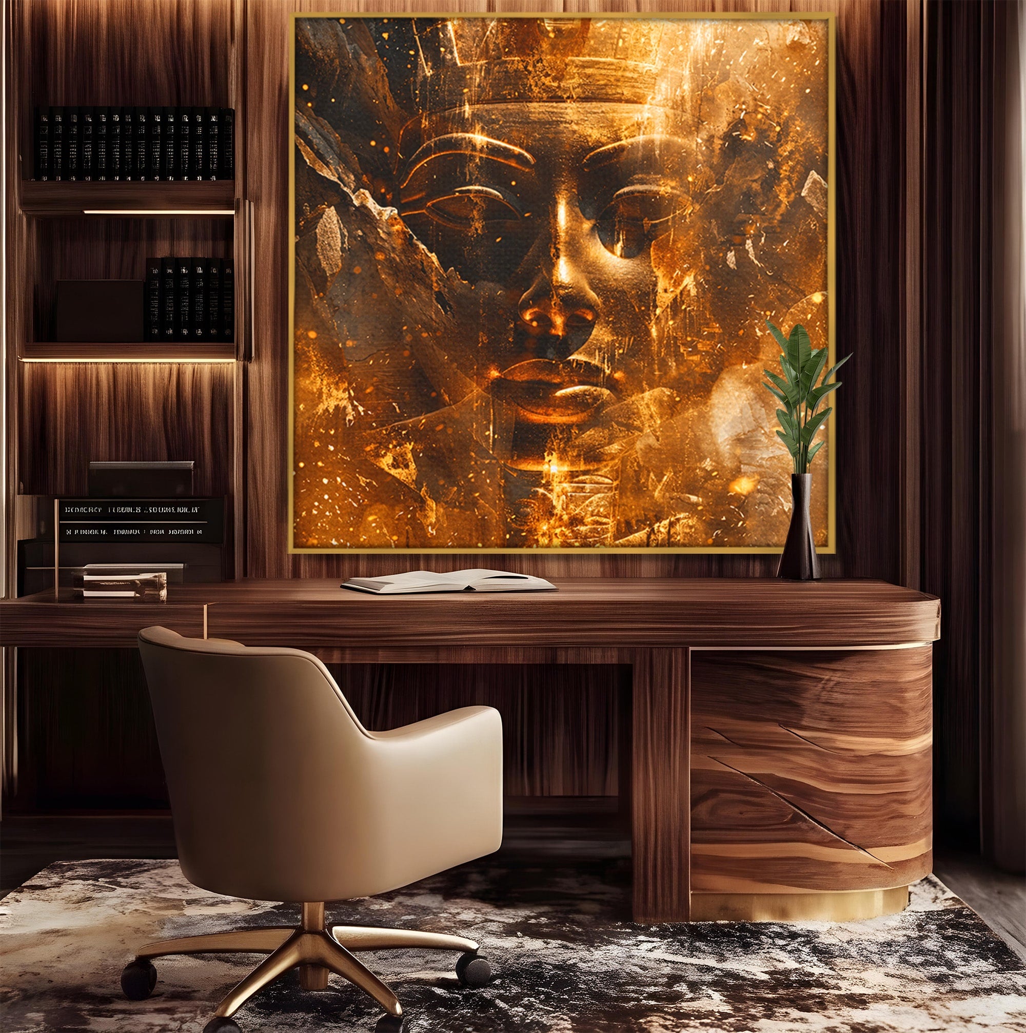Tablou Canvas Premium LuxCanva® T1060, Fata Faraonului Auriu, Faraon, Egipt, Antic, Mister, Birou, Culori Vibrante