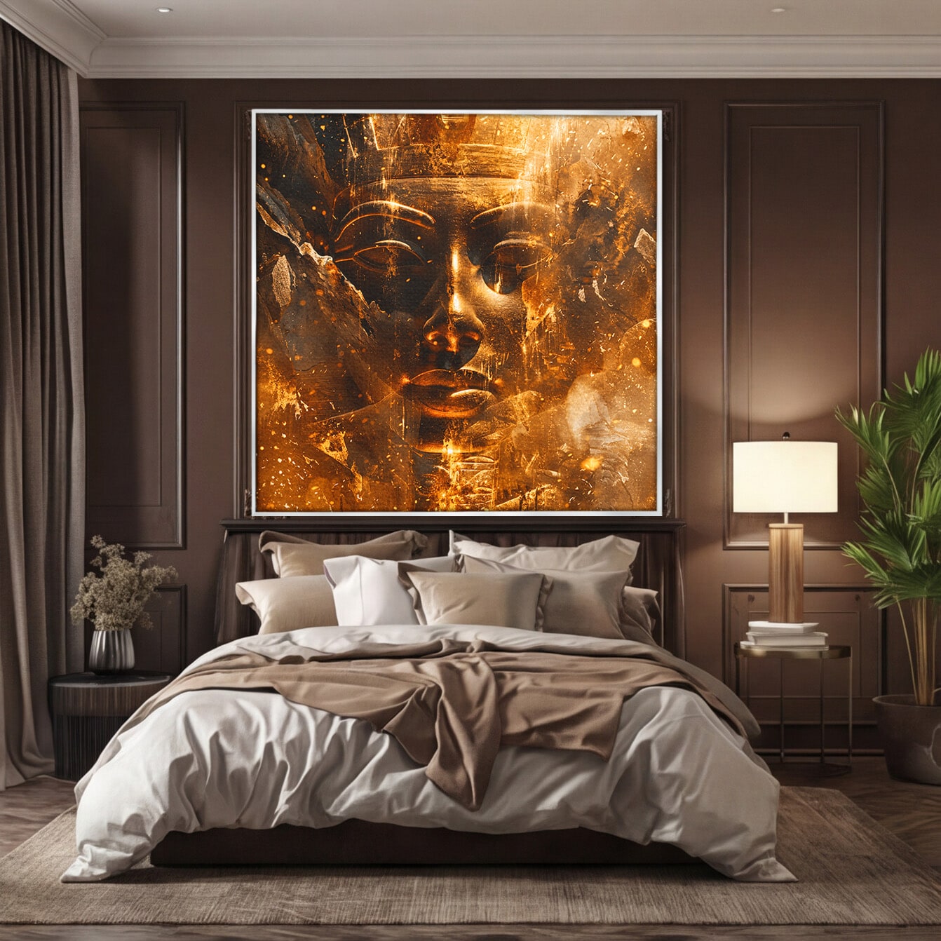 Tablou Canvas Premium LuxCanva® T1060, Fata Faraonului Auriu, Faraon, Egipt, Antic, Mister, Birou, Culori Vibrante