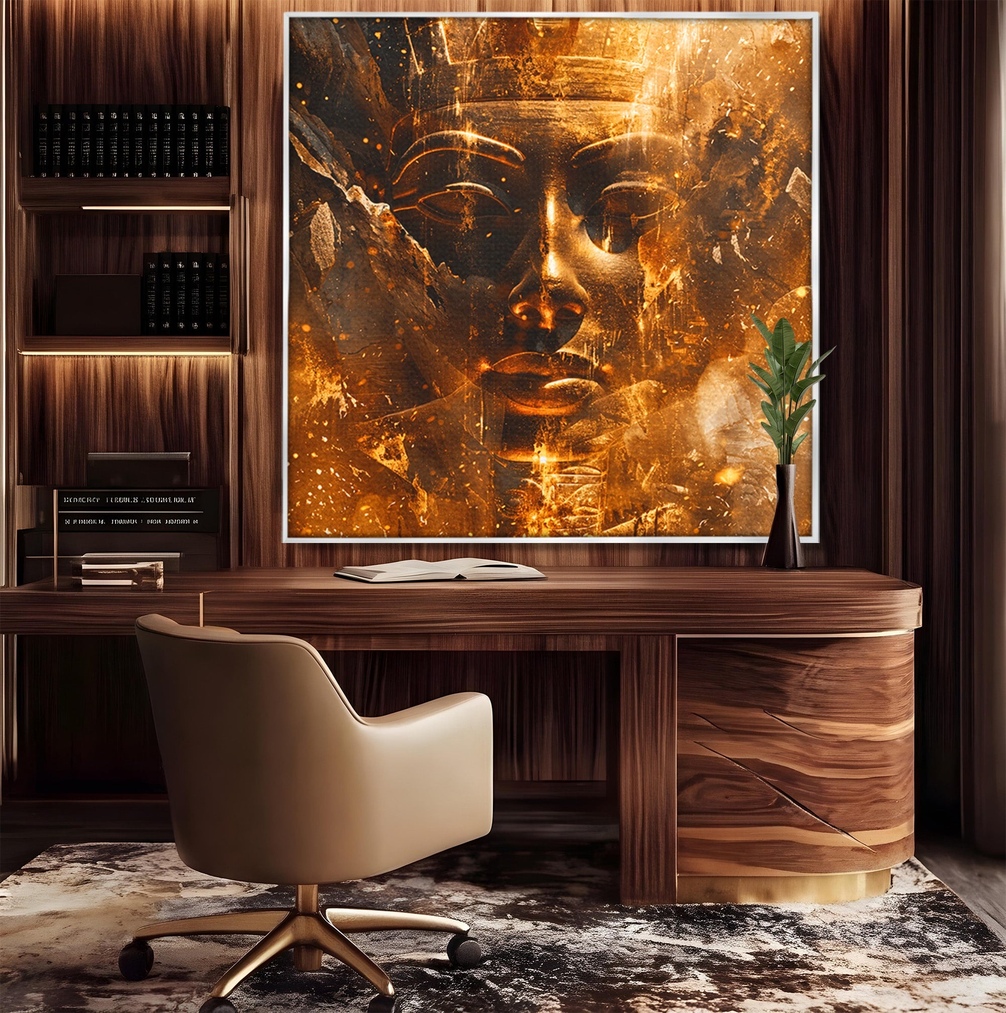 Tablou Canvas Premium LuxCanva® T1060, Fata Faraonului Auriu, Faraon, Egipt, Antic, Mister, Birou, Culori Vibrante