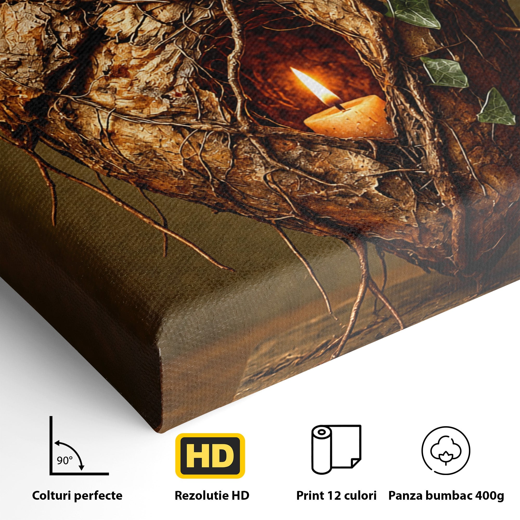 Tablou Canvas Premium LuxCanva® U1001, Inima Naturii, Inima, Natura, Lumanare, Arta, Living, Culori Vibrante