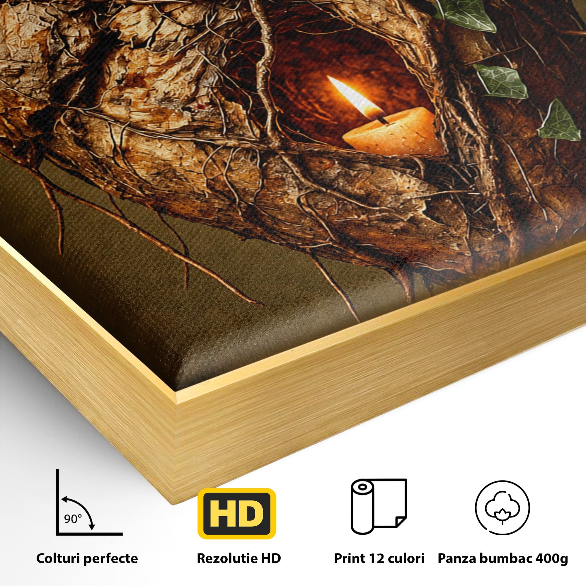 Tablou Canvas Premium LuxCanva® U1001, Inima Naturii, Inima, Natura, Lumanare, Arta, Living, Culori Vibrante