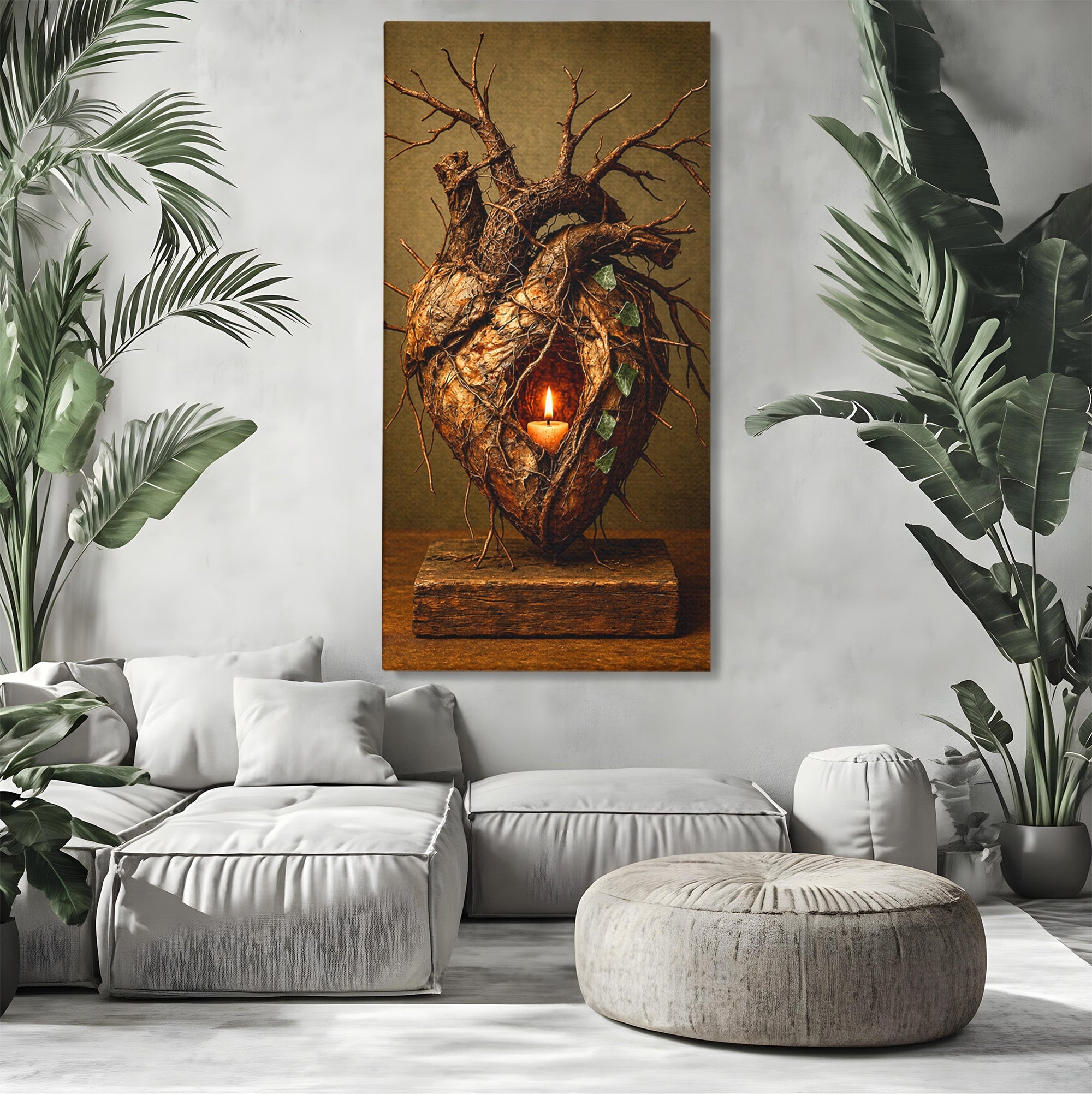 Tablou Canvas Premium LuxCanva® U1001, Inima Naturii, Inima, Natura, Lumanare, Arta, Living, Culori Vibrante