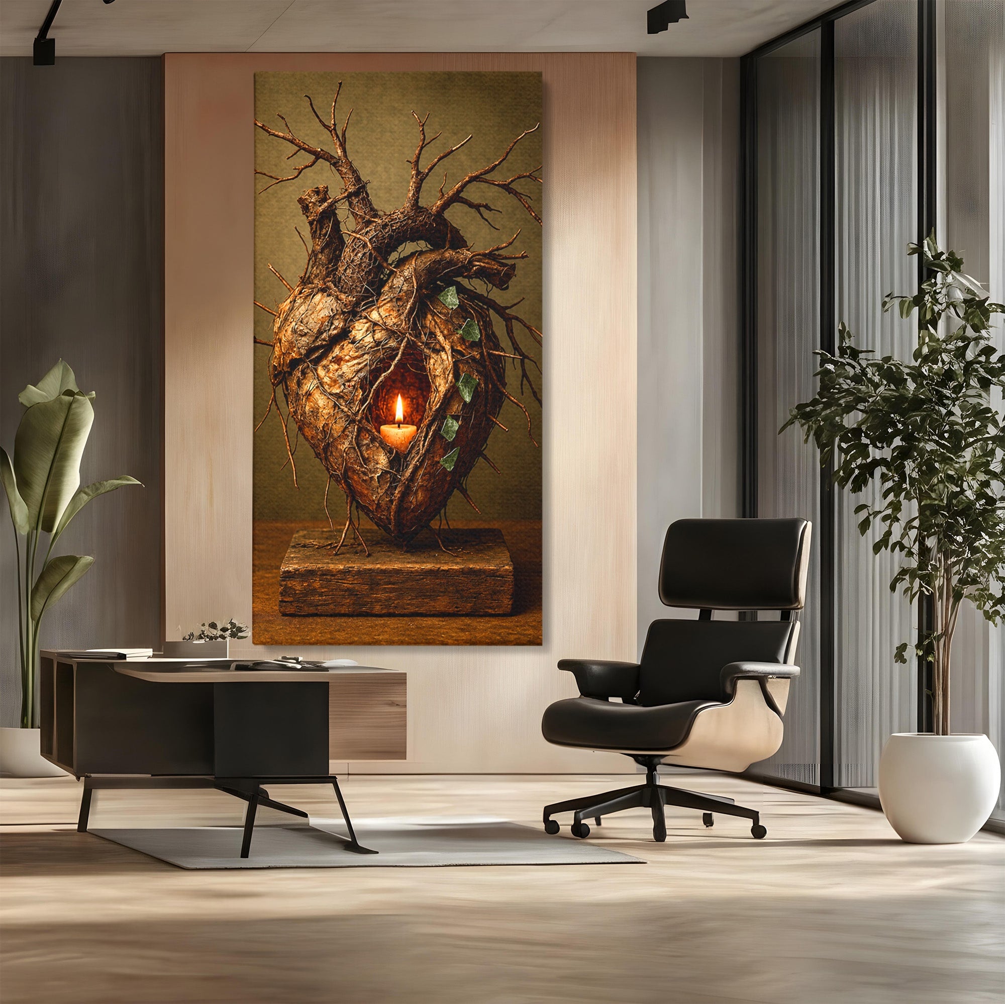 Tablou Canvas Premium LuxCanva® U1001, Inima Naturii, Inima, Natura, Lumanare, Arta, Living, Culori Vibrante