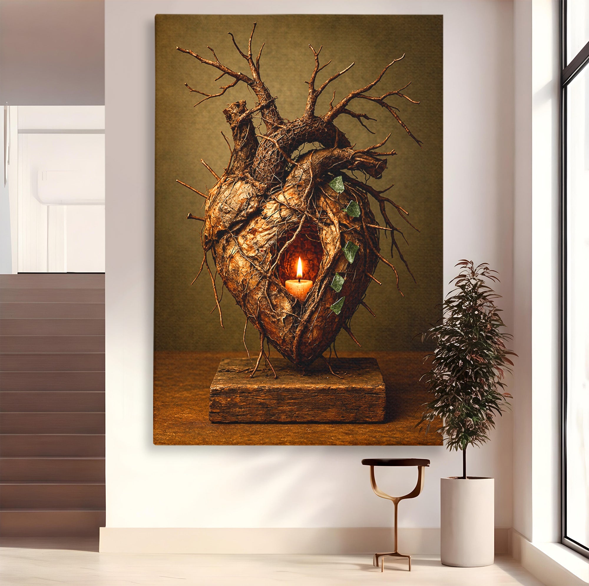 Tablou Canvas Premium LuxCanva® U1001, Inima Naturii, Inima, Natura, Lumanare, Arta, Living, Culori Vibrante