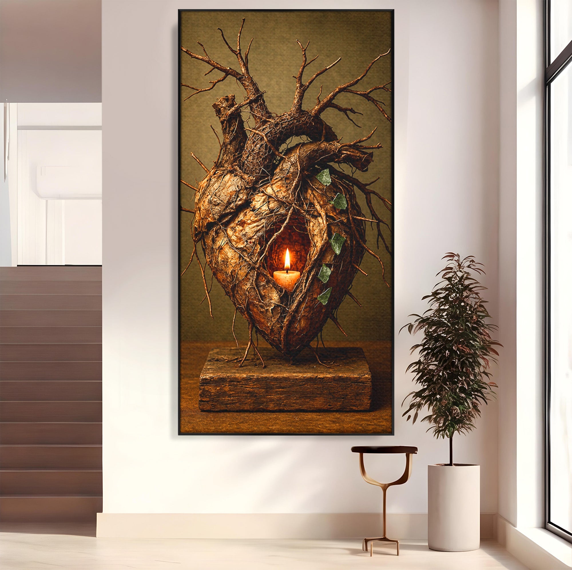 Tablou Canvas Premium LuxCanva® U1001, Inima Naturii, Inima, Natura, Lumanare, Arta, Living, Culori Vibrante