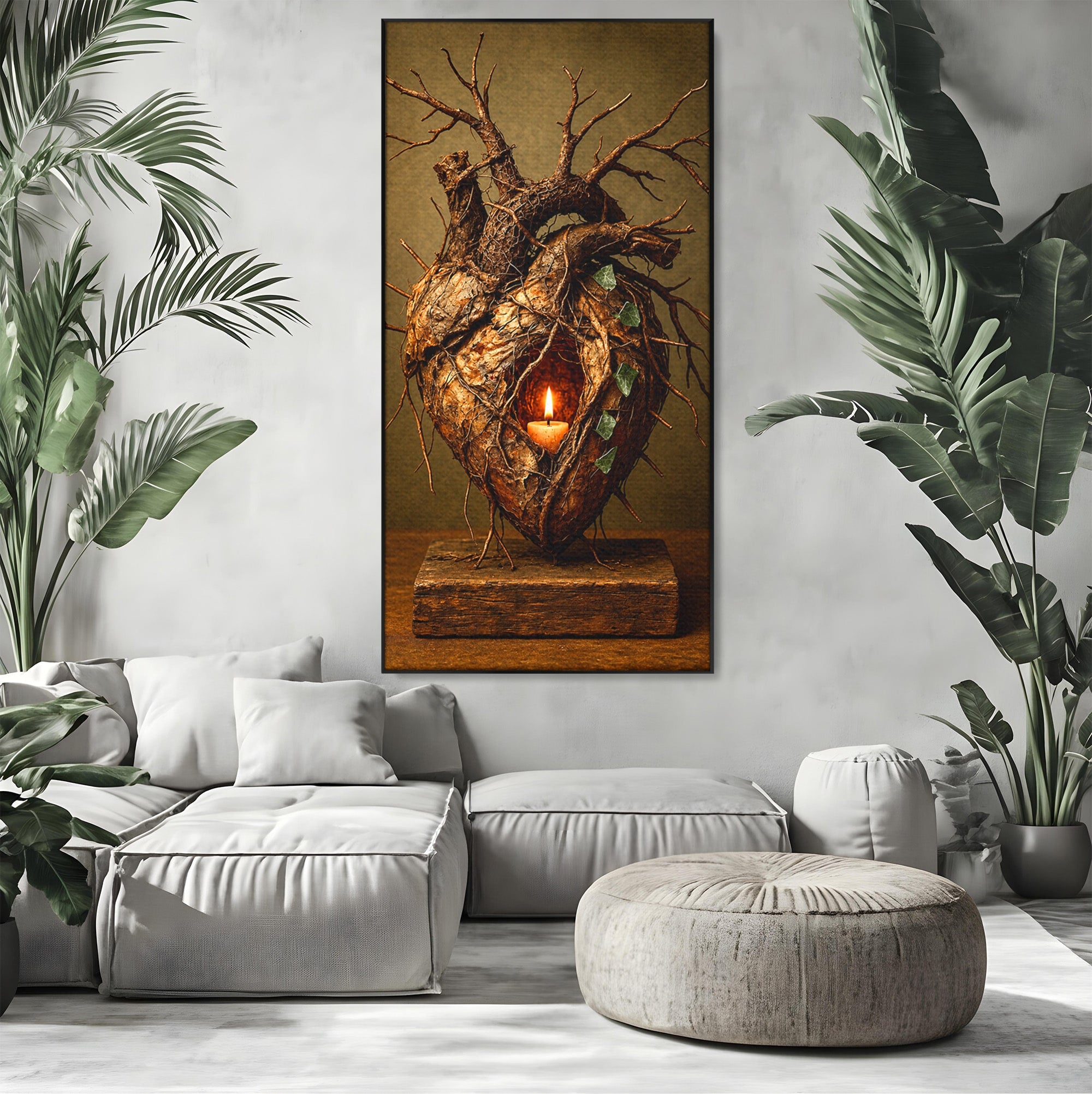 Tablou Canvas Premium LuxCanva® U1001, Inima Naturii, Inima, Natura, Lumanare, Arta, Living, Culori Vibrante