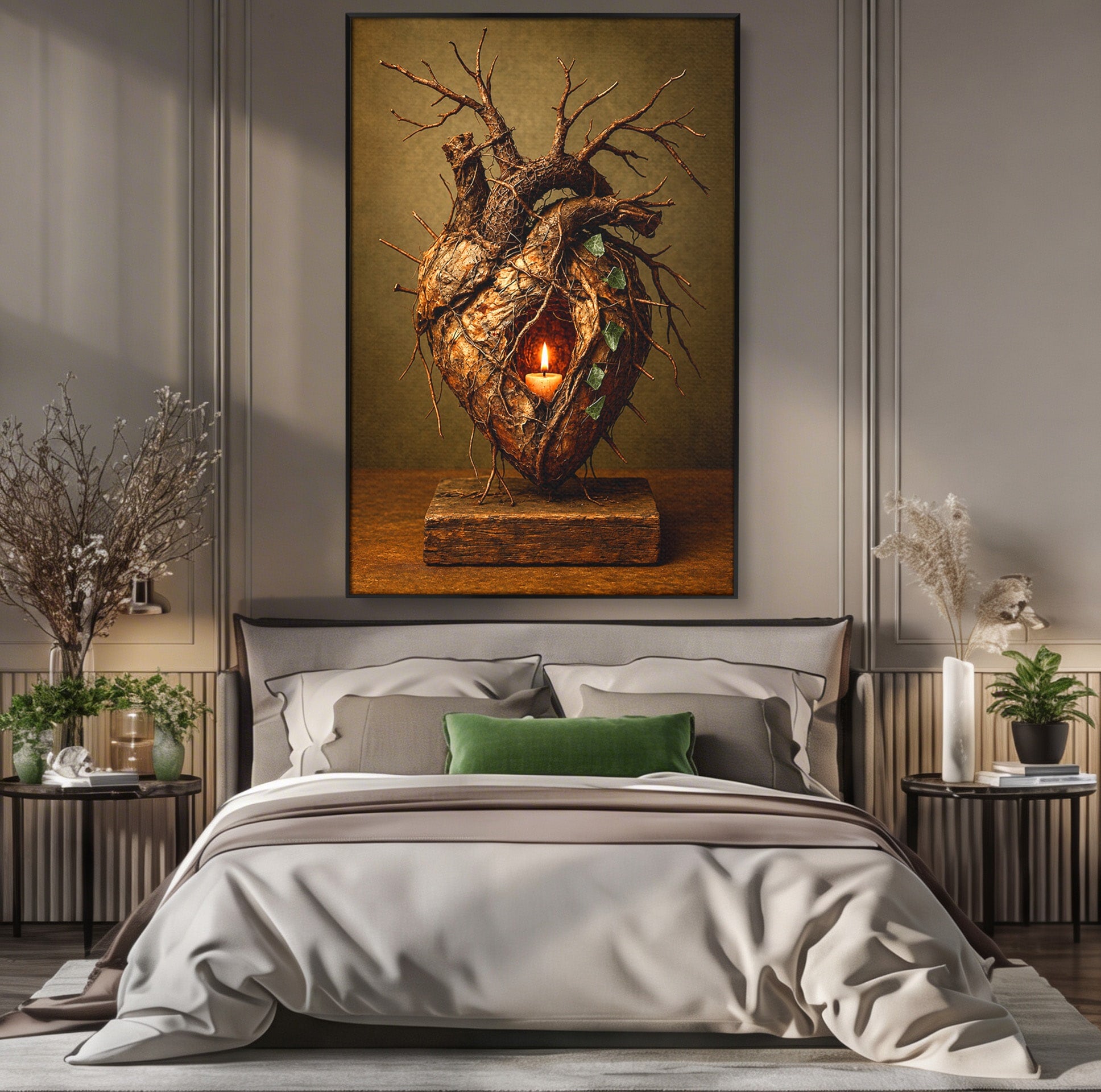 Tablou Canvas Premium LuxCanva® U1001, Inima Naturii, Inima, Natura, Lumanare, Arta, Living, Culori Vibrante
