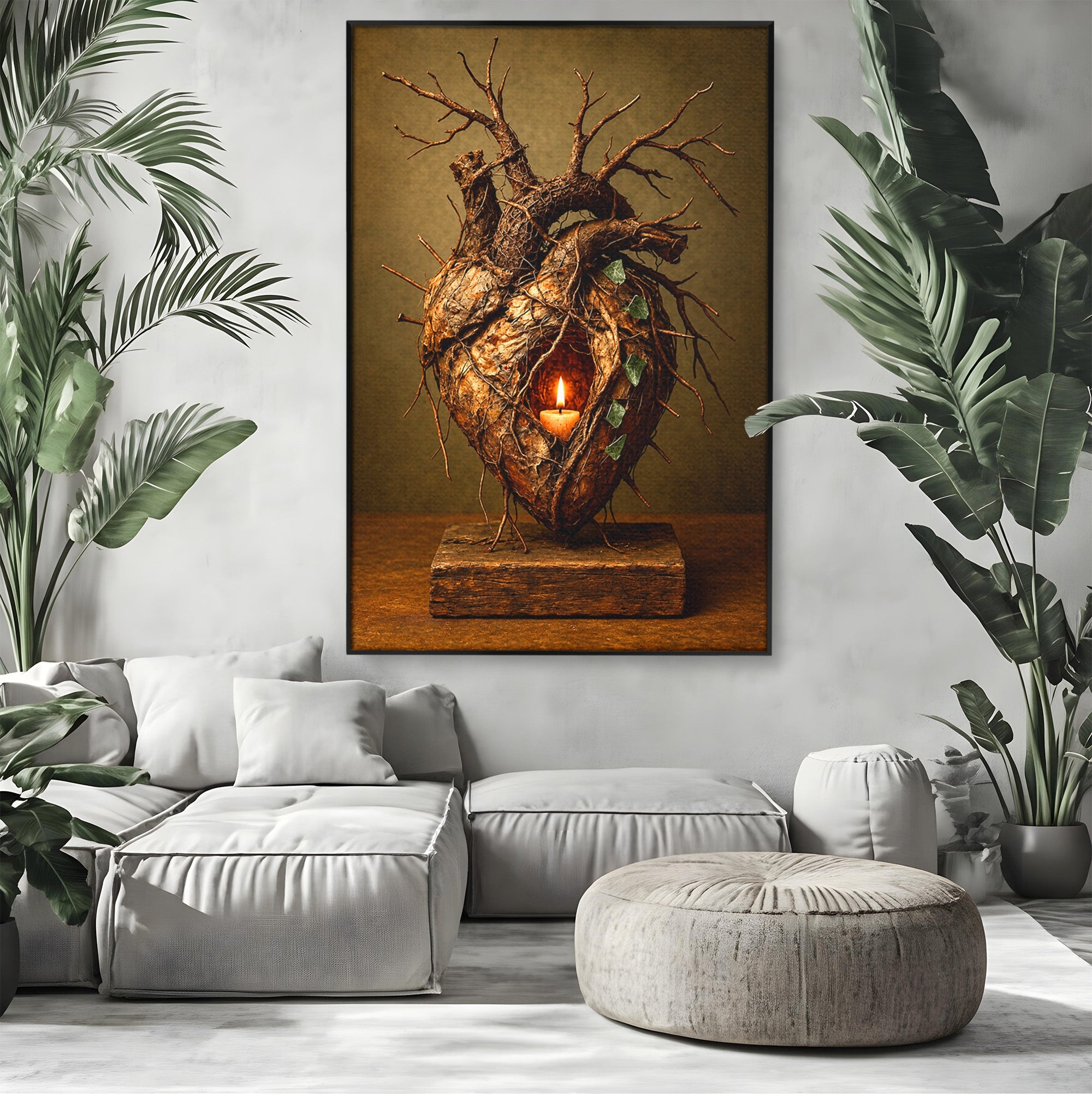 Tablou Canvas Premium LuxCanva® U1001, Inima Naturii, Inima, Natura, Lumanare, Arta, Living, Culori Vibrante