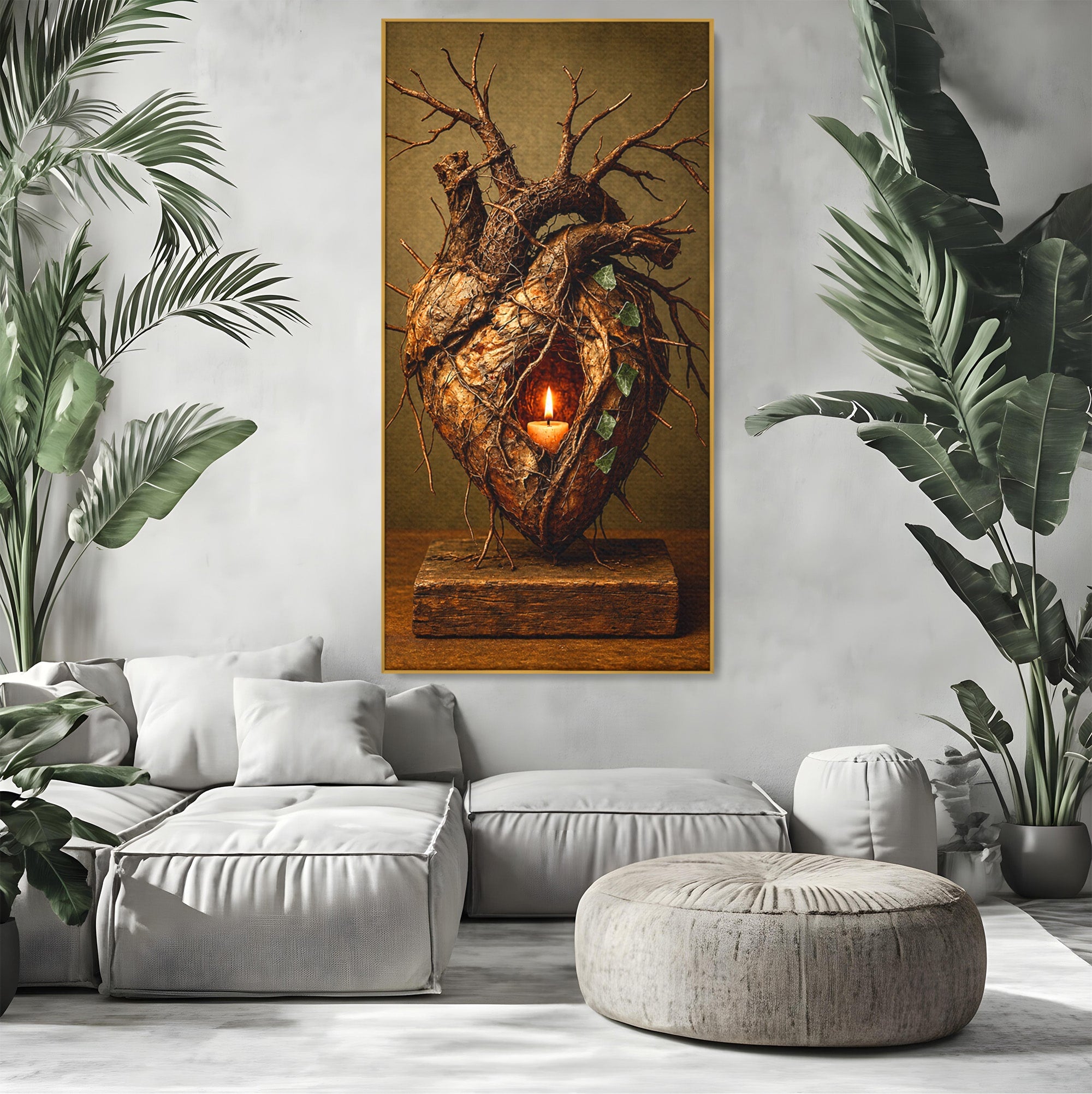 Tablou Canvas Premium LuxCanva® U1001, Inima Naturii, Inima, Natura, Lumanare, Arta, Living, Culori Vibrante