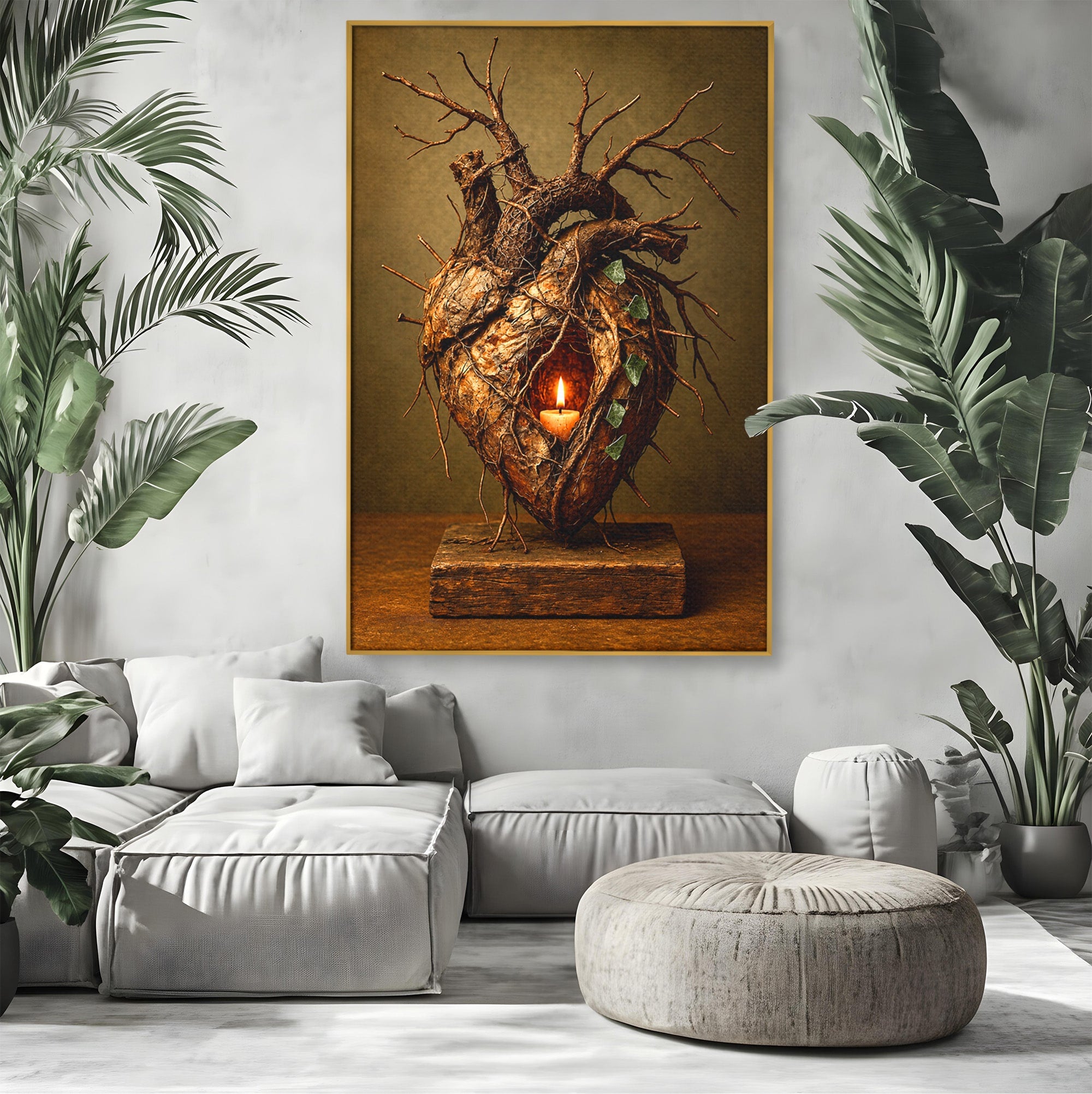 Tablou Canvas Premium LuxCanva® U1001, Inima Naturii, Inima, Natura, Lumanare, Arta, Living, Culori Vibrante